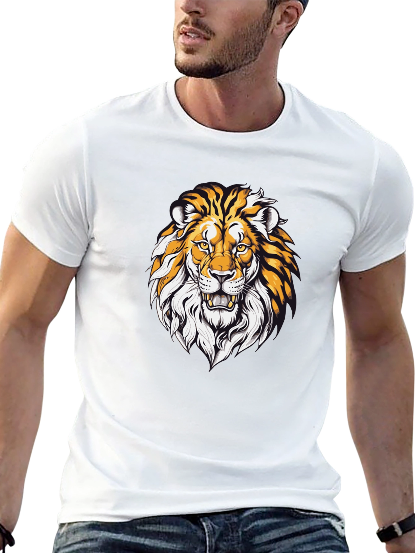 Lion Graphic Print Black T-Shirt
