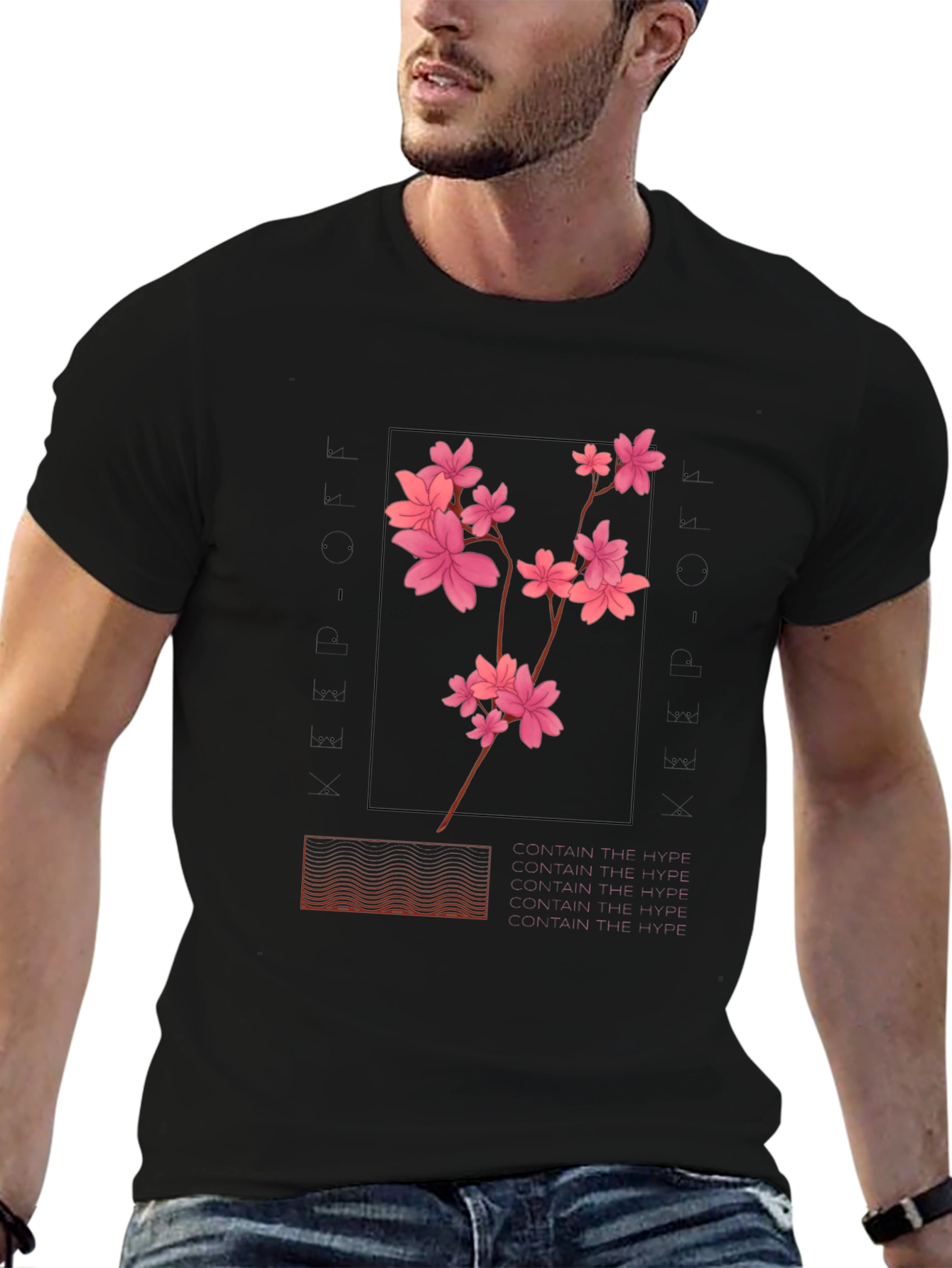 Sakura Black T-Shirt - Aesthetic Floral Design