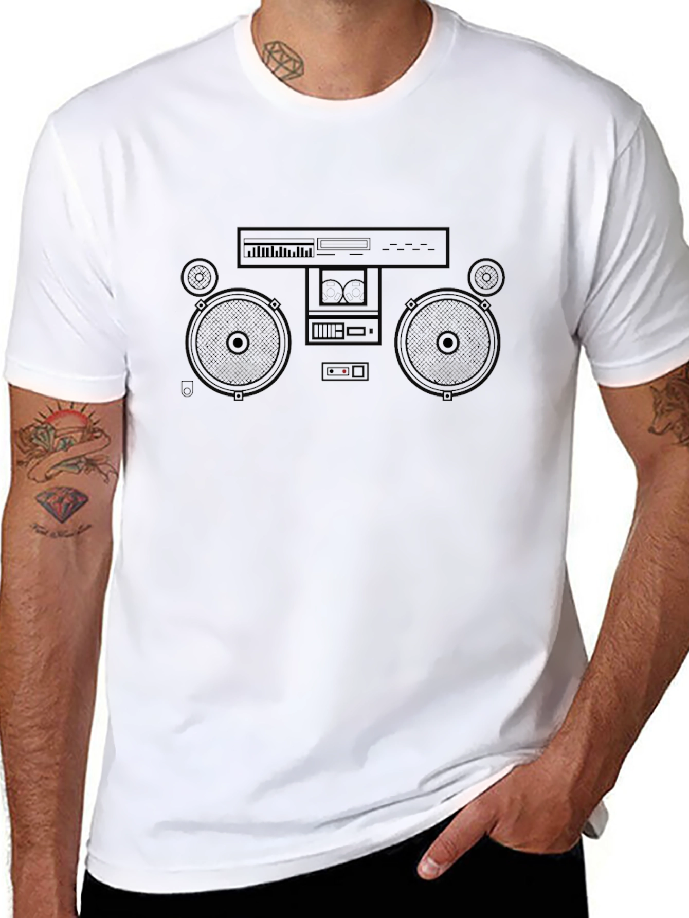 Retro Boombox Graphic Tee - Classic 80s Style