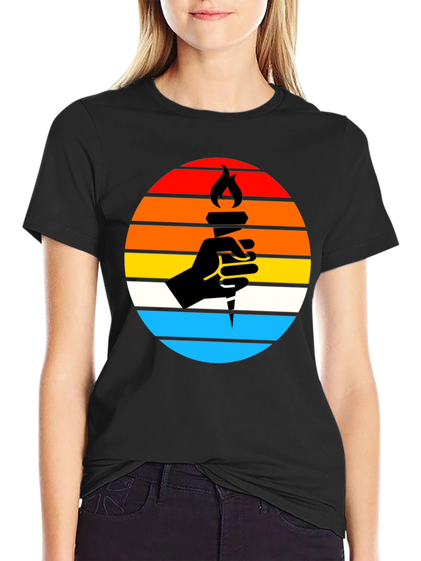 Retro Torch Graphic Tee - Black