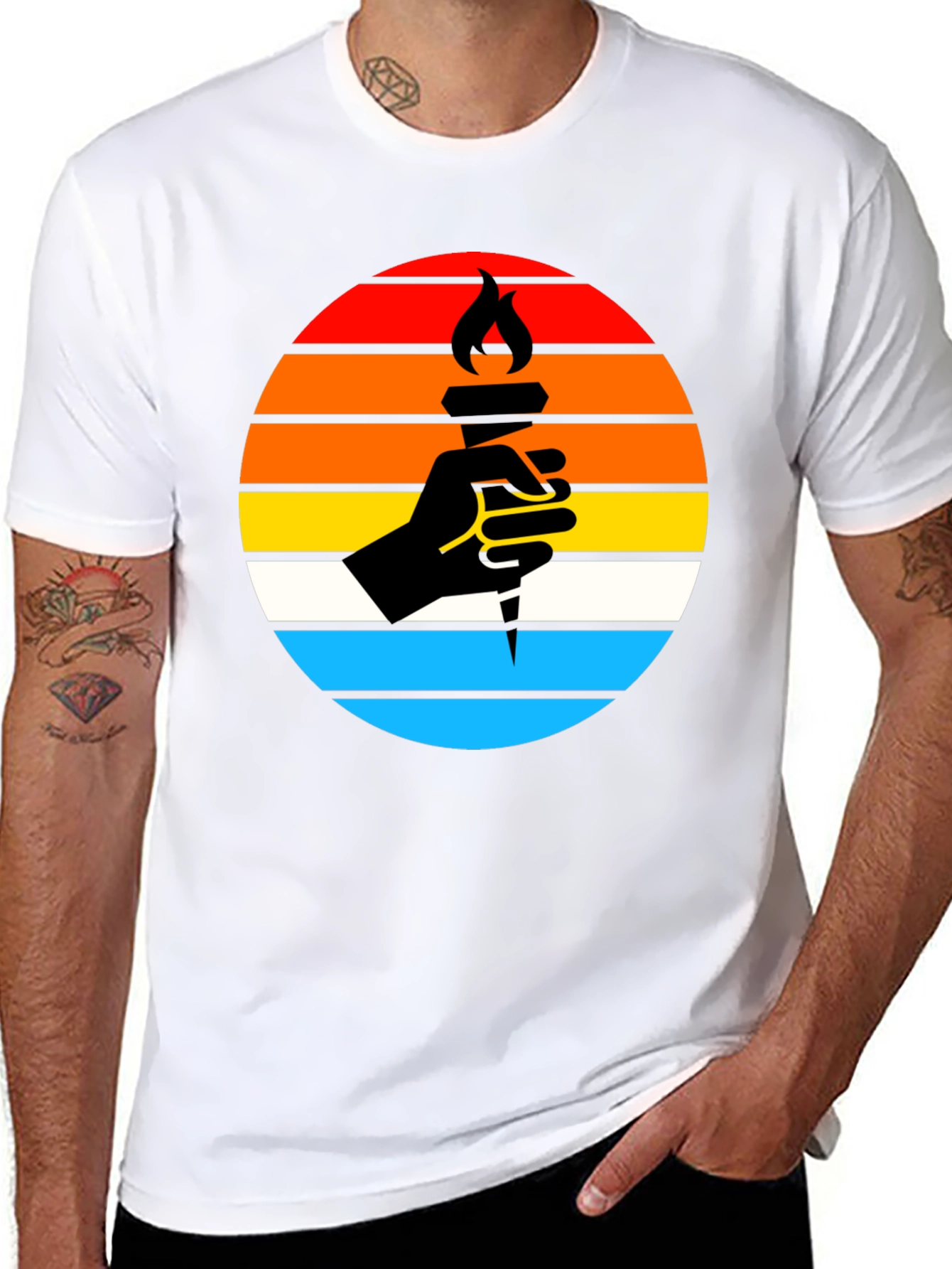 Retro Torch Graphic Tee - Black