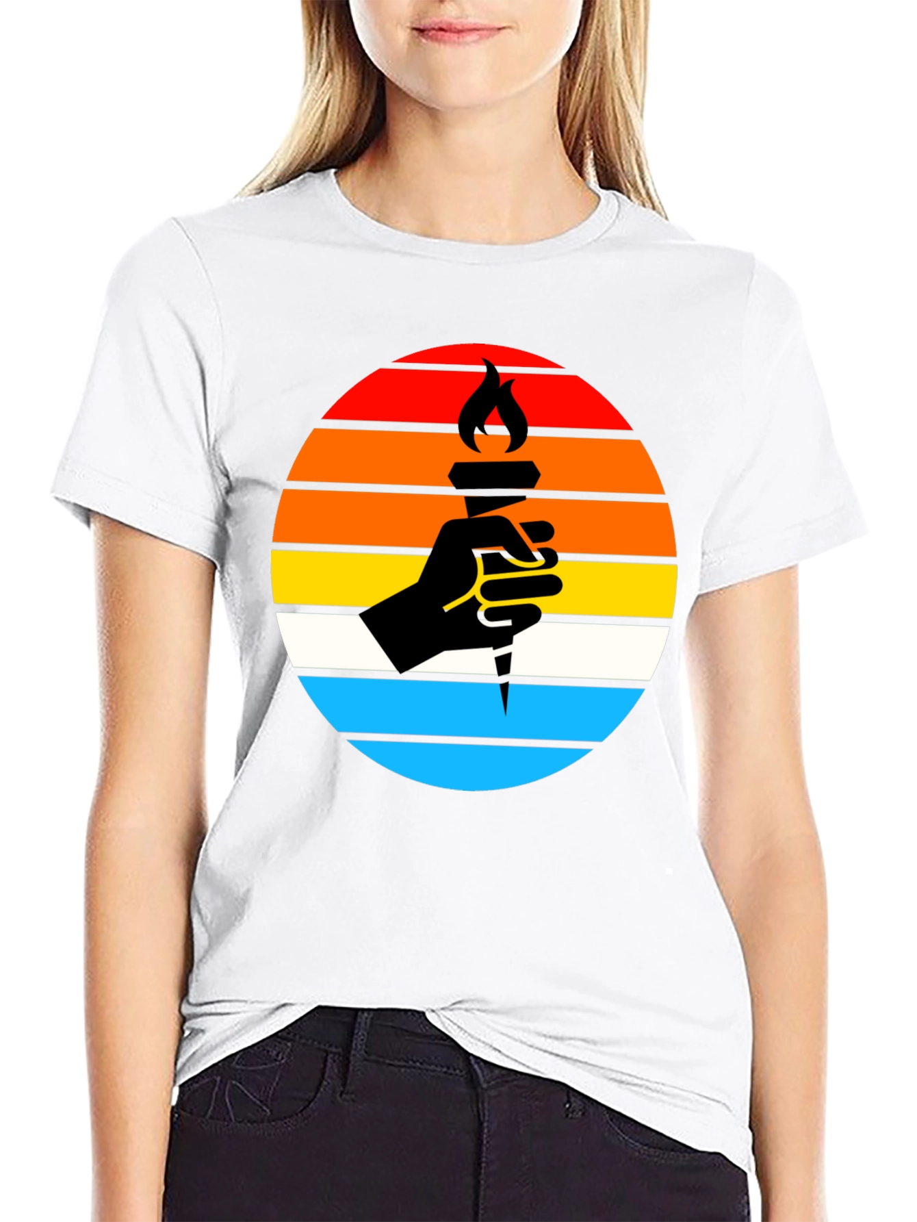 Retro Torch Graphic Tee - Black