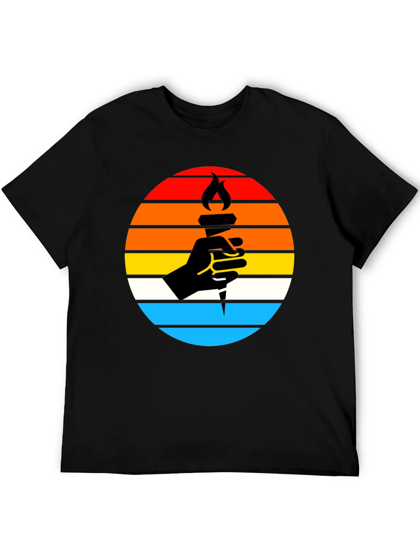 Retro Torch Graphic Tee - Black