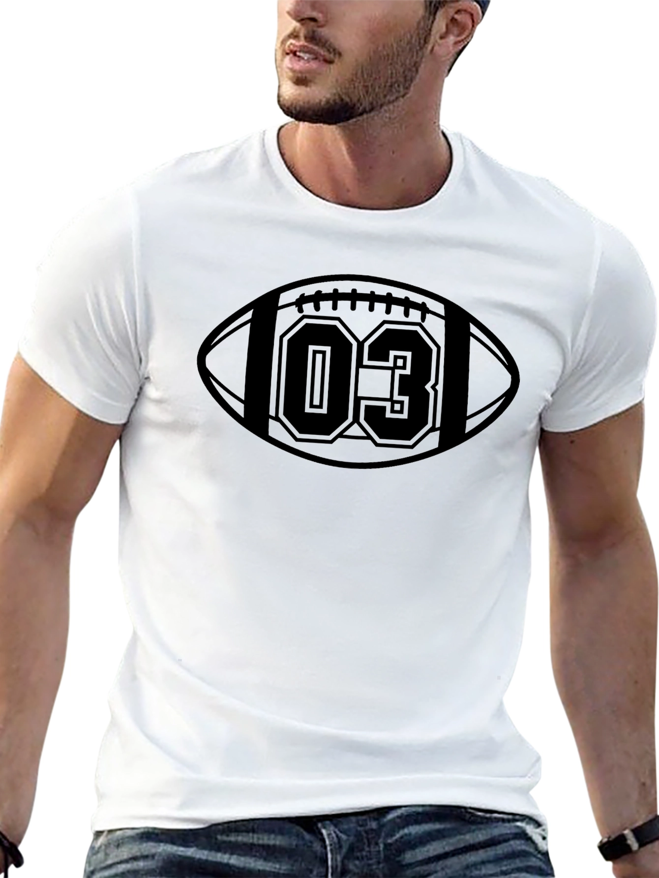 Football Number 03 Graphic Tee - Black