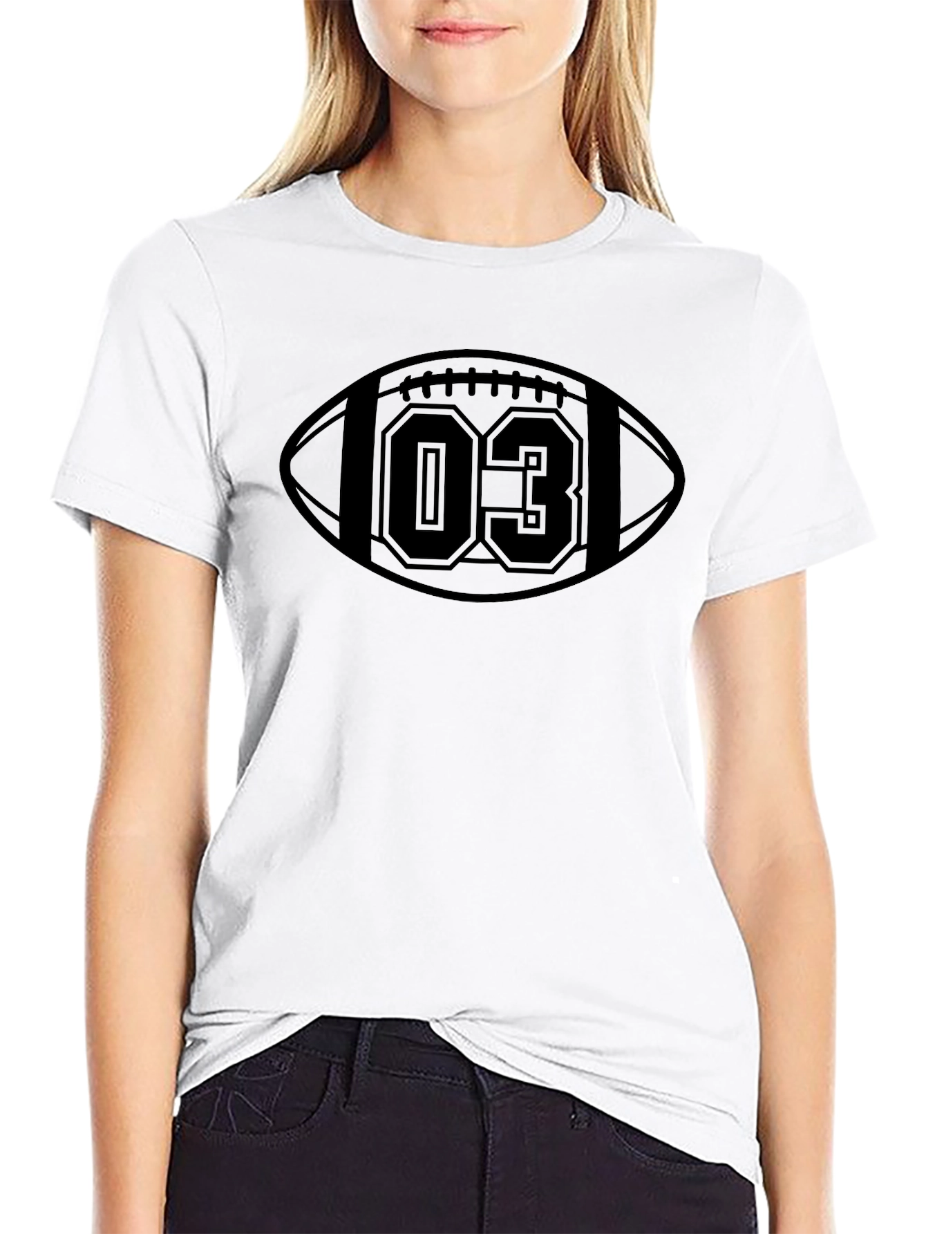 Football Number 03 Graphic Tee - Black