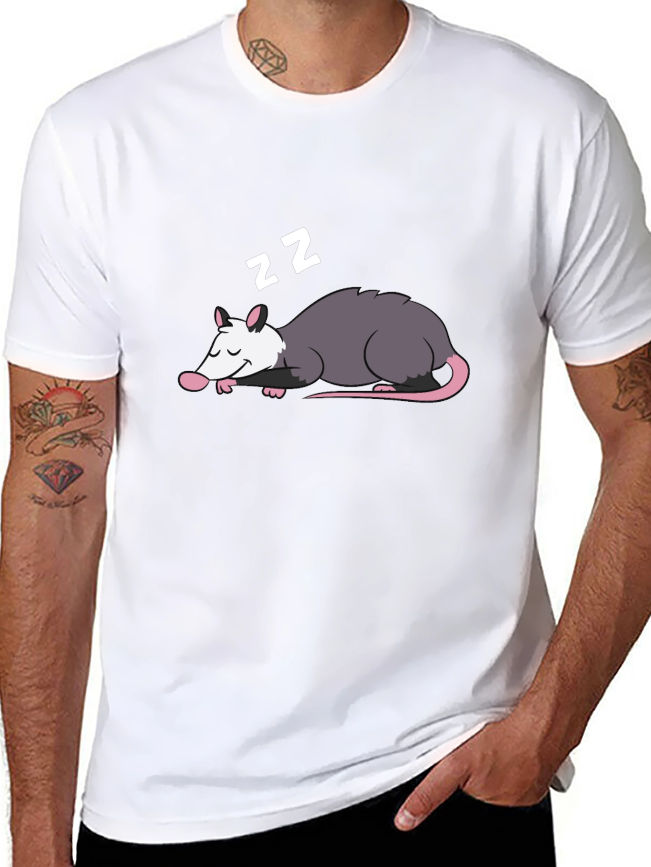 Sleeping Opossum Graphic Tee - Cute Animal Design
