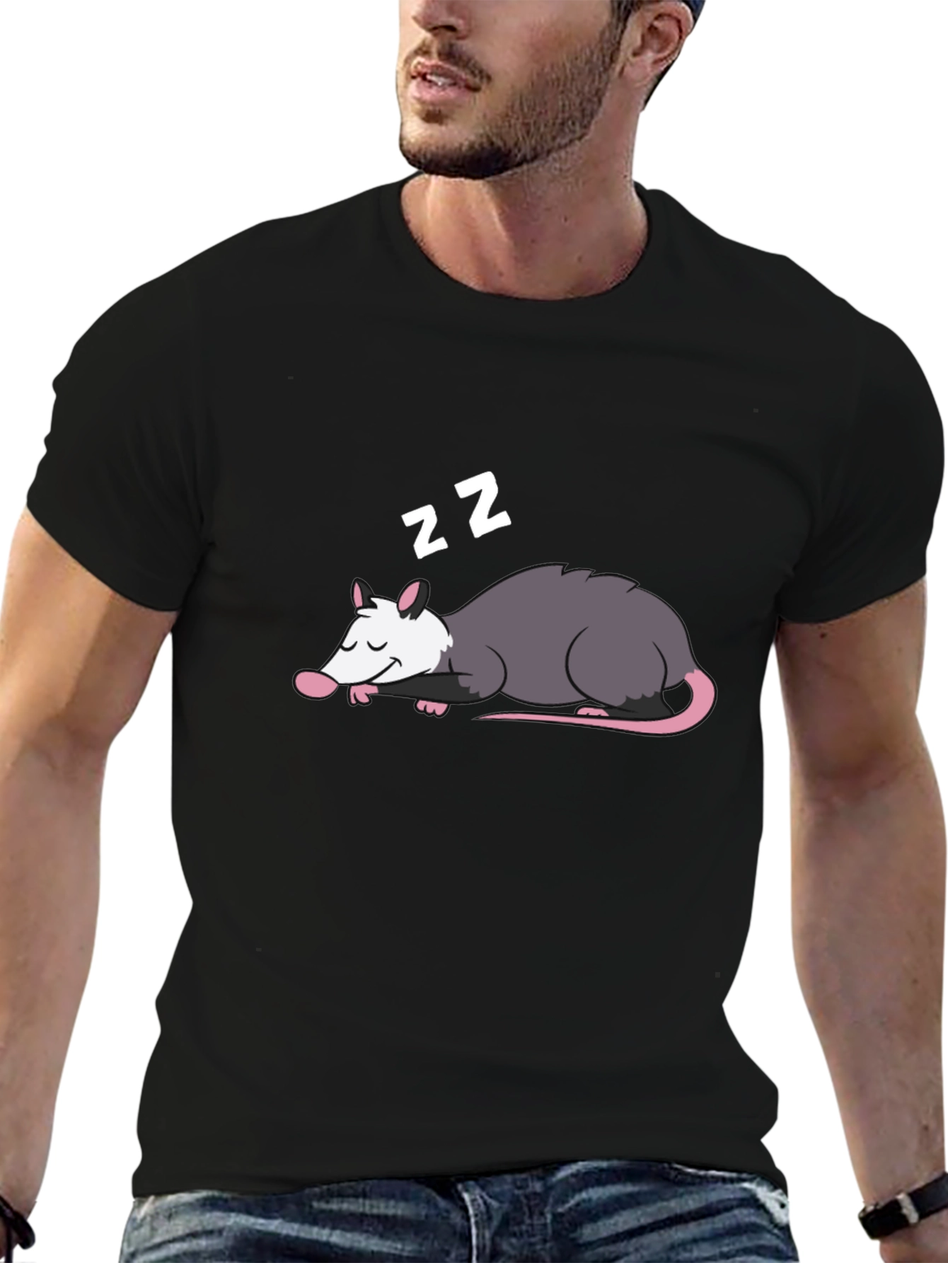 Sleeping Opossum Graphic Tee - Cute Animal Design