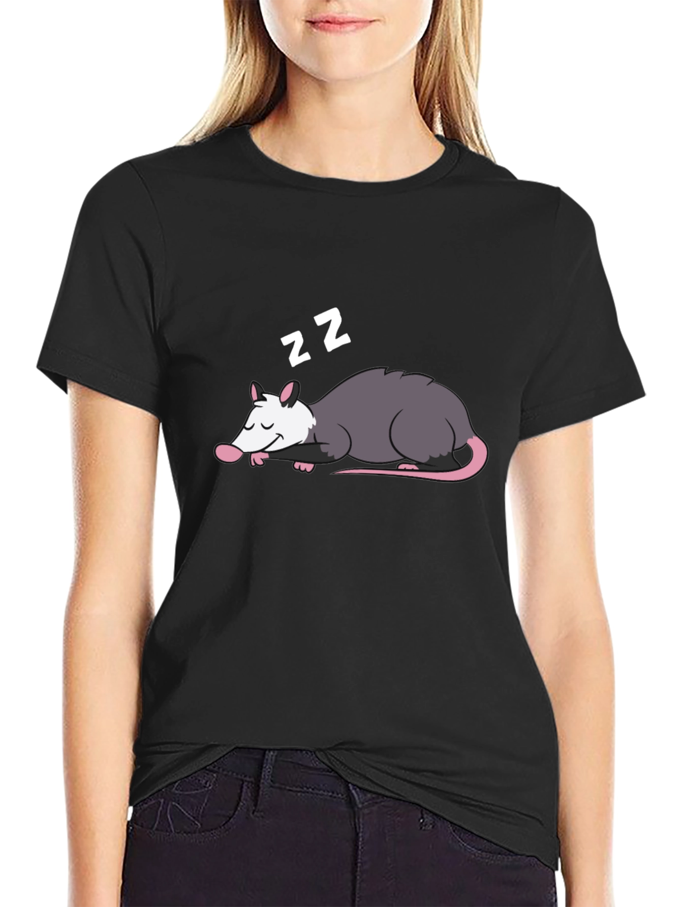 Sleeping Opossum Graphic Tee - Cute Animal Design
