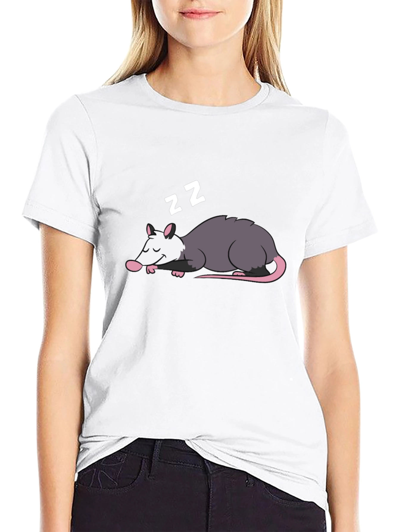 Sleeping Opossum Graphic Tee - Cute Animal Design