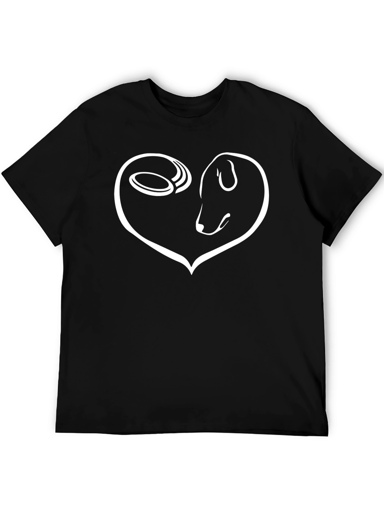 Dog Lover T-Shirt Heart Frisbee Black