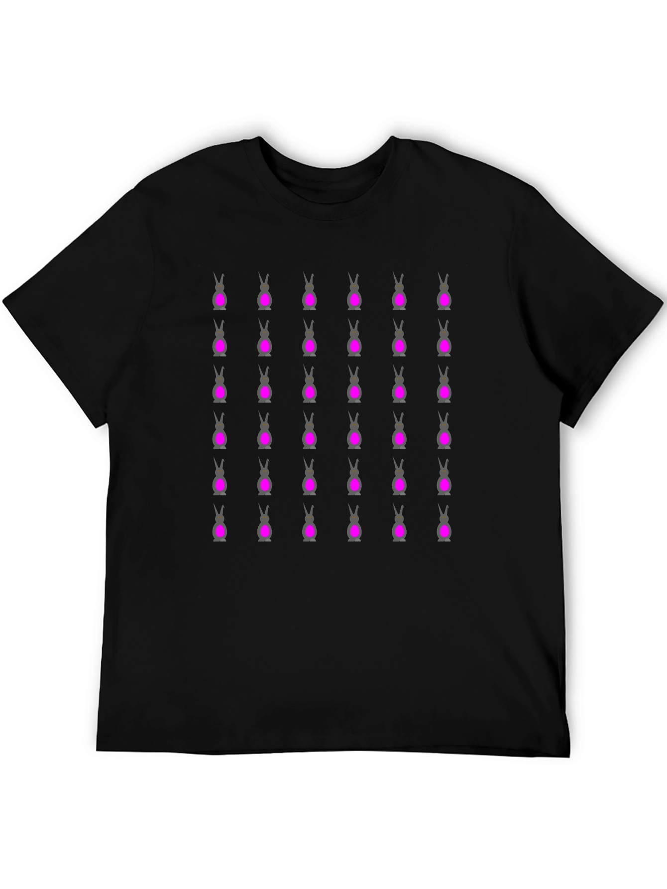 Novelty Bunny Pattern Black T-Shirt
