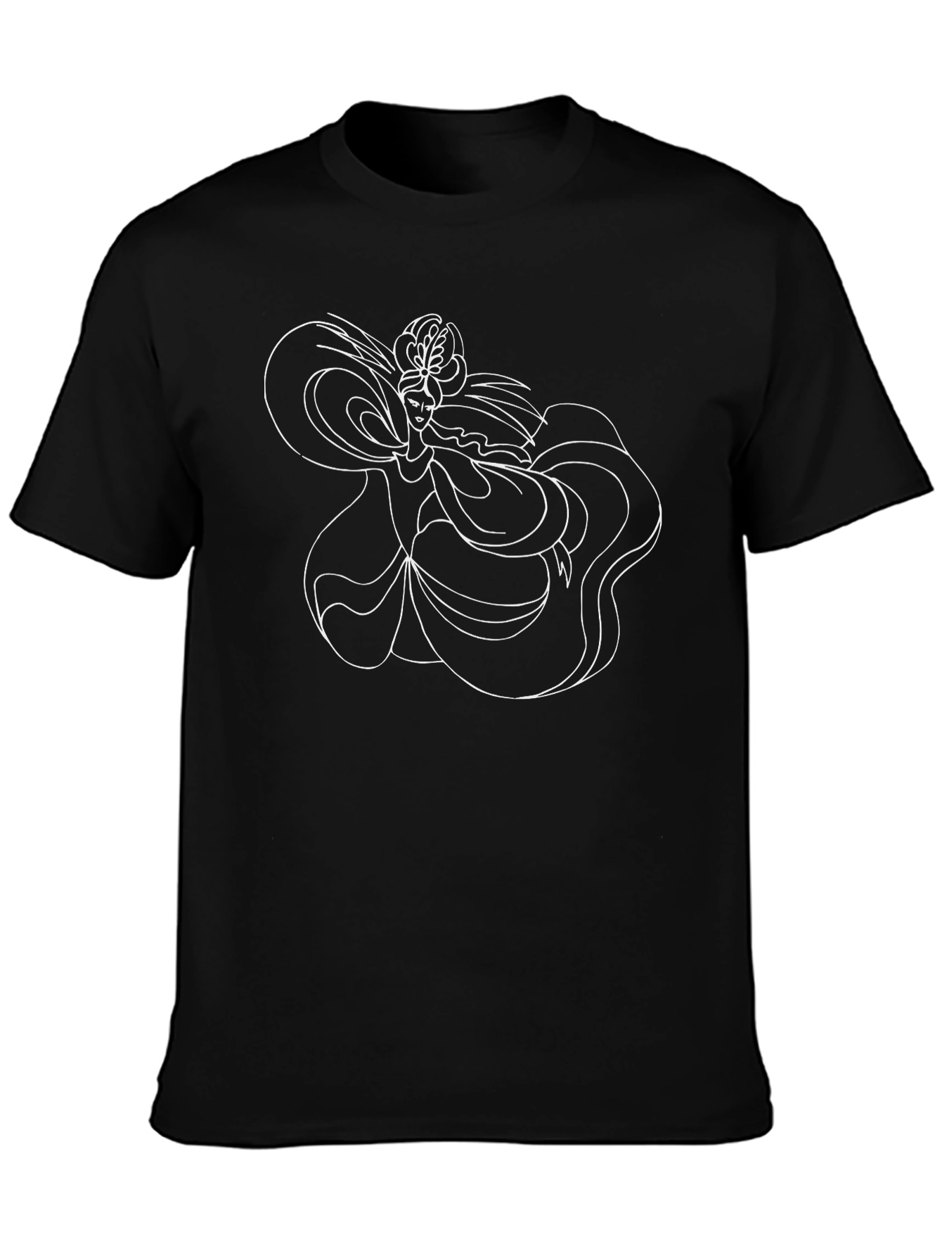 Elegant Woman Graphic Tee - Black Cotton T-Shirt
