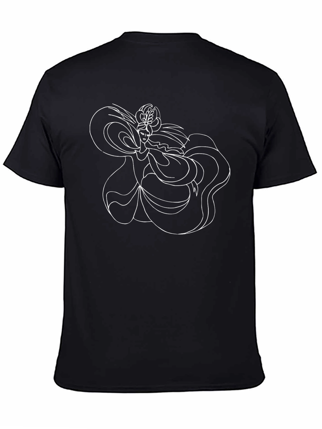 Elegant Woman Graphic Tee - Black Cotton T-Shirt