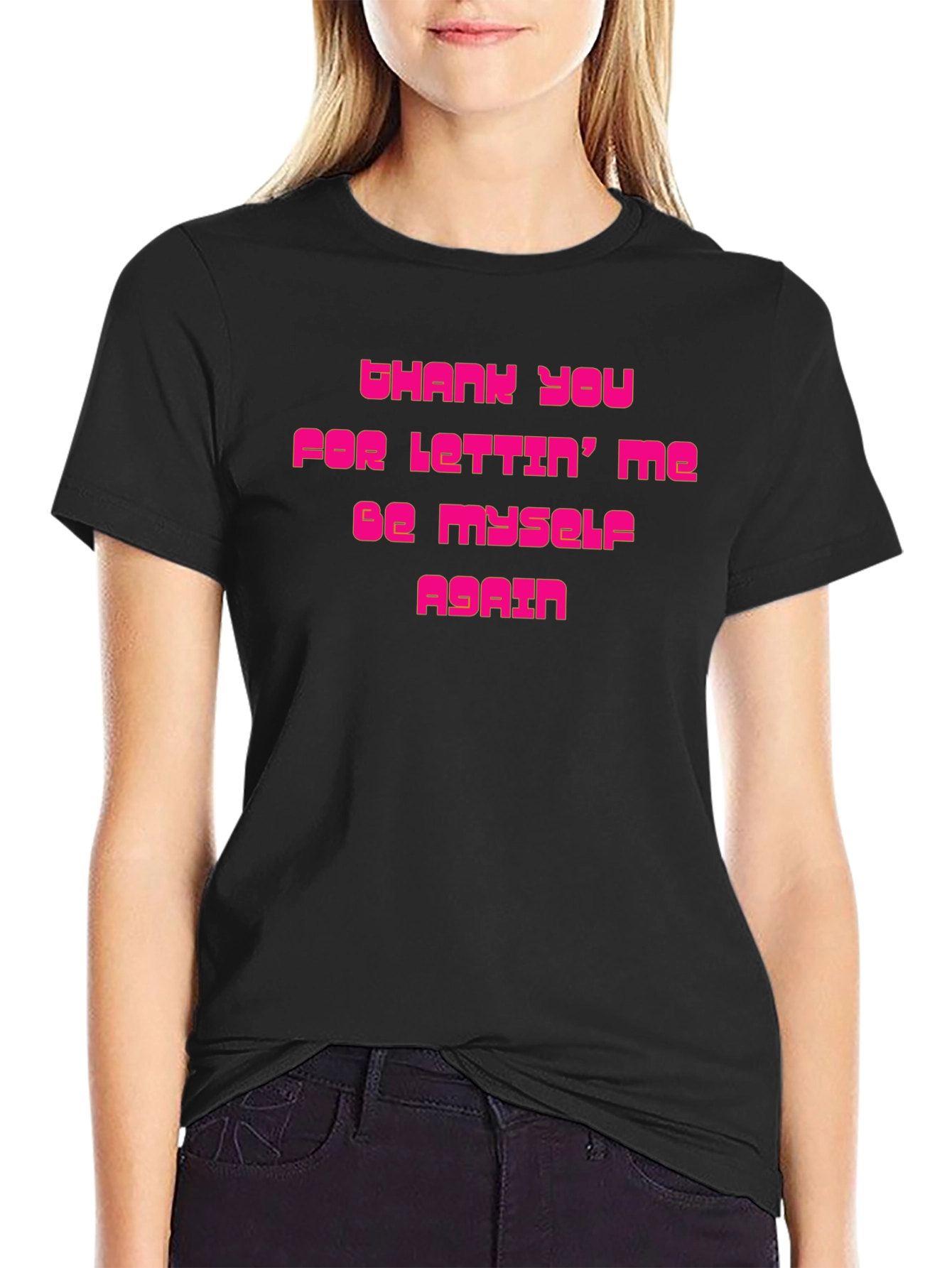 Thank You Tee: Black Graphic Print T-Shirt