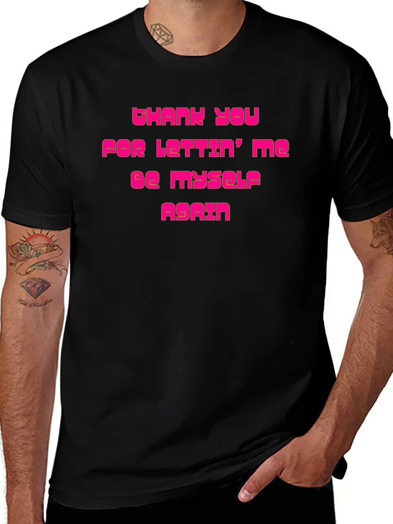 Thank You Tee: Black Graphic Print T-Shirt