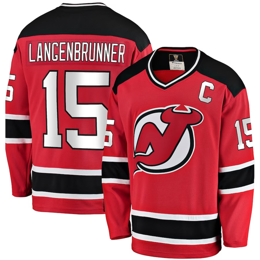 Men's New Jerseys Devils Jamie Langenbrunner #15 Red Player Game Jerseys