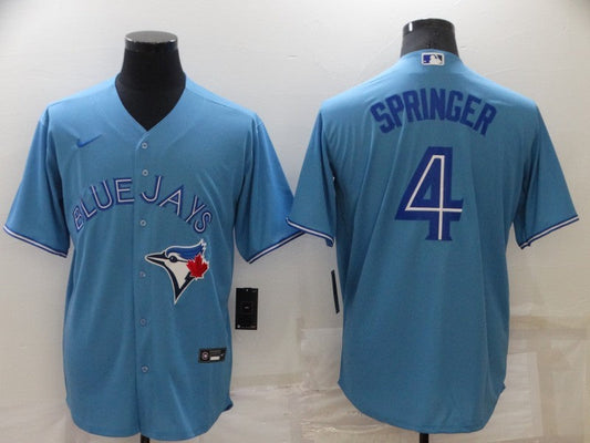 Men's Toronto Blue Jays George Springer #4 Light Blue Replica Baseball Jerseys