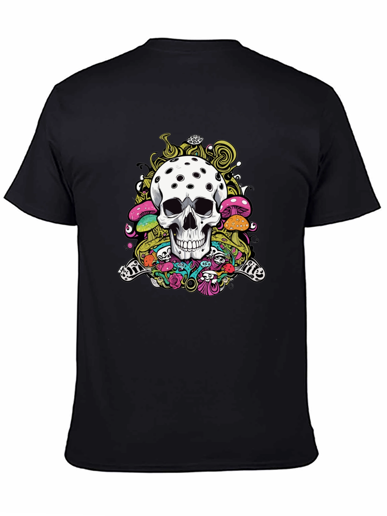 Psychedelic Skull Graphic Tee - Black