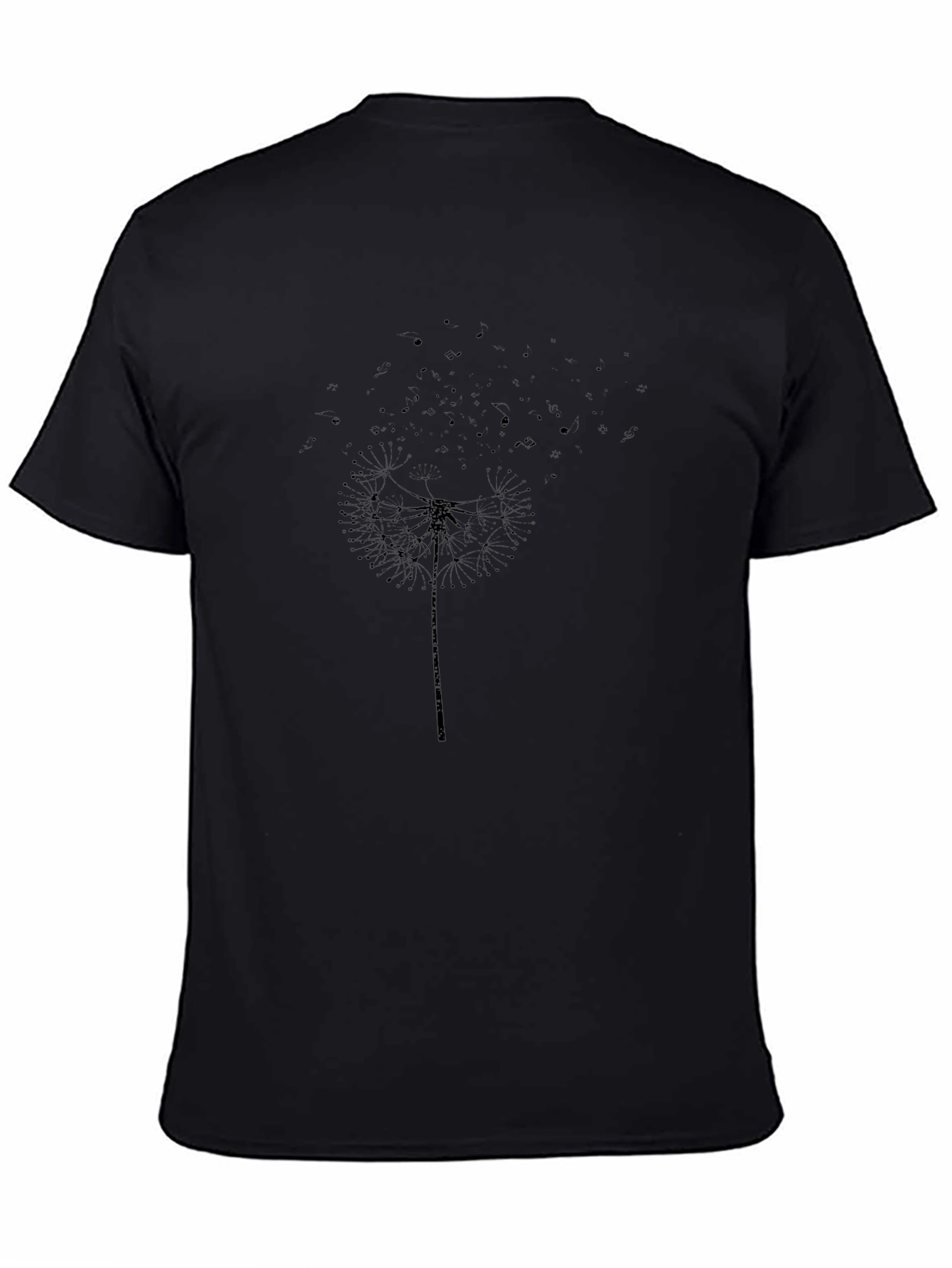 Dandelion Print Black T-Shirt - Stylish Casual Wear