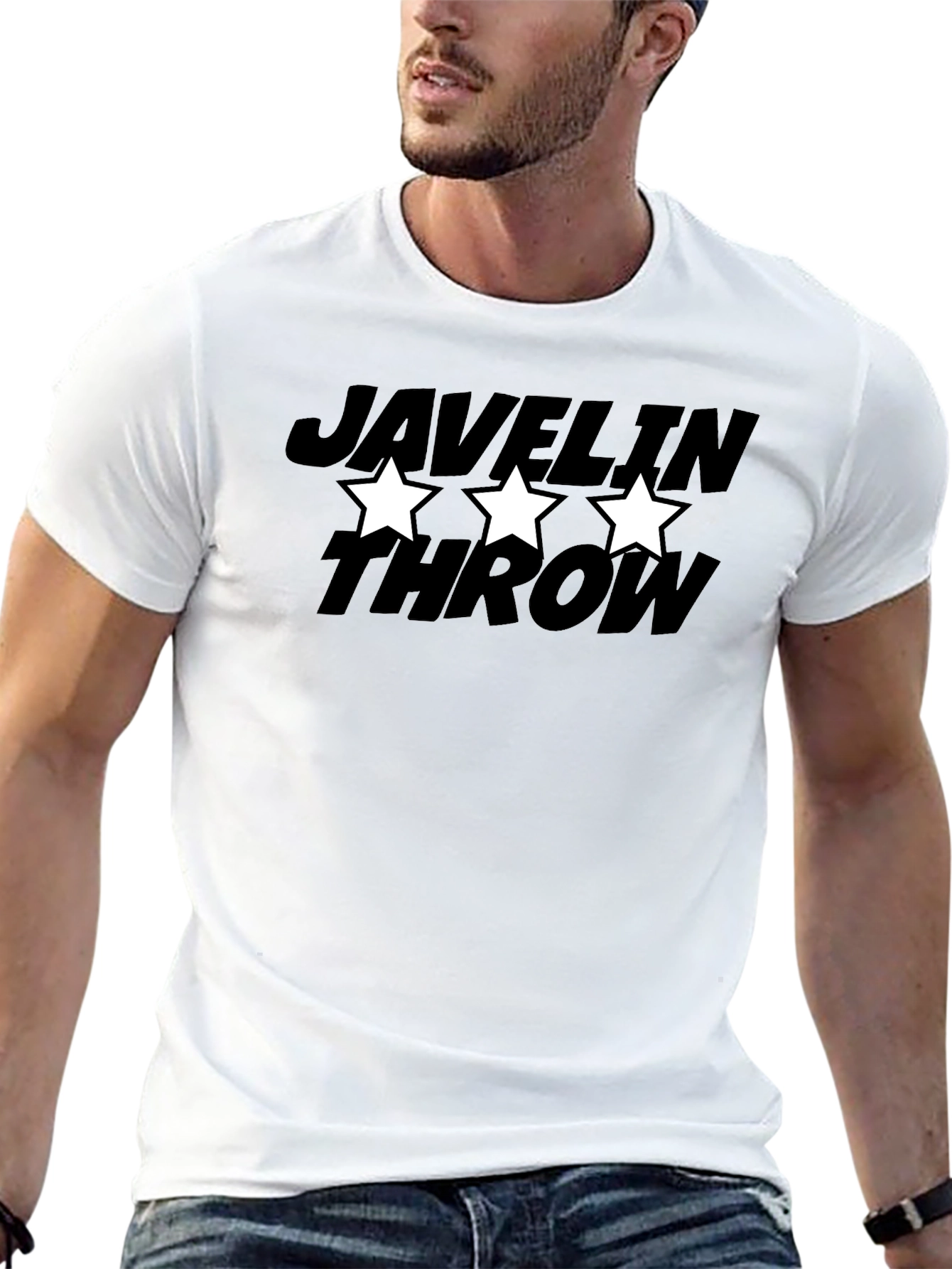 Javelin Throw Graphic Tee - Black Cotton T-Shirt