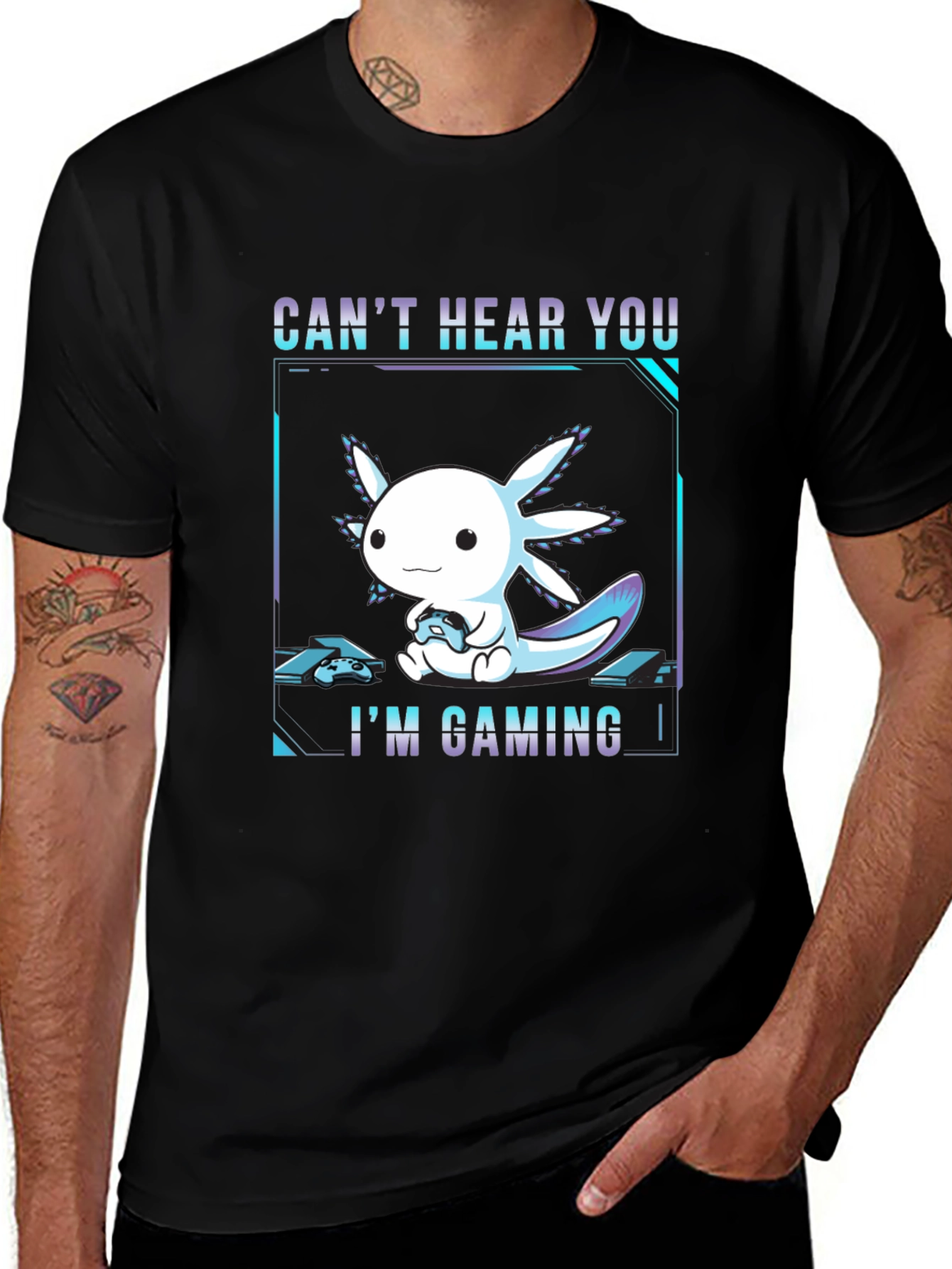 Cute Axolotl Gaming T-Shirt - Cant Hear You!