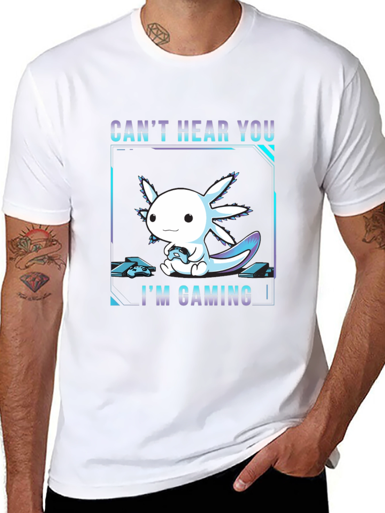Cute Axolotl Gaming T-Shirt - Cant Hear You!