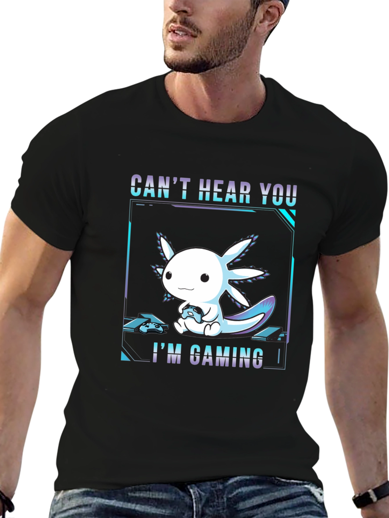 Cute Axolotl Gaming T-Shirt - Cant Hear You!