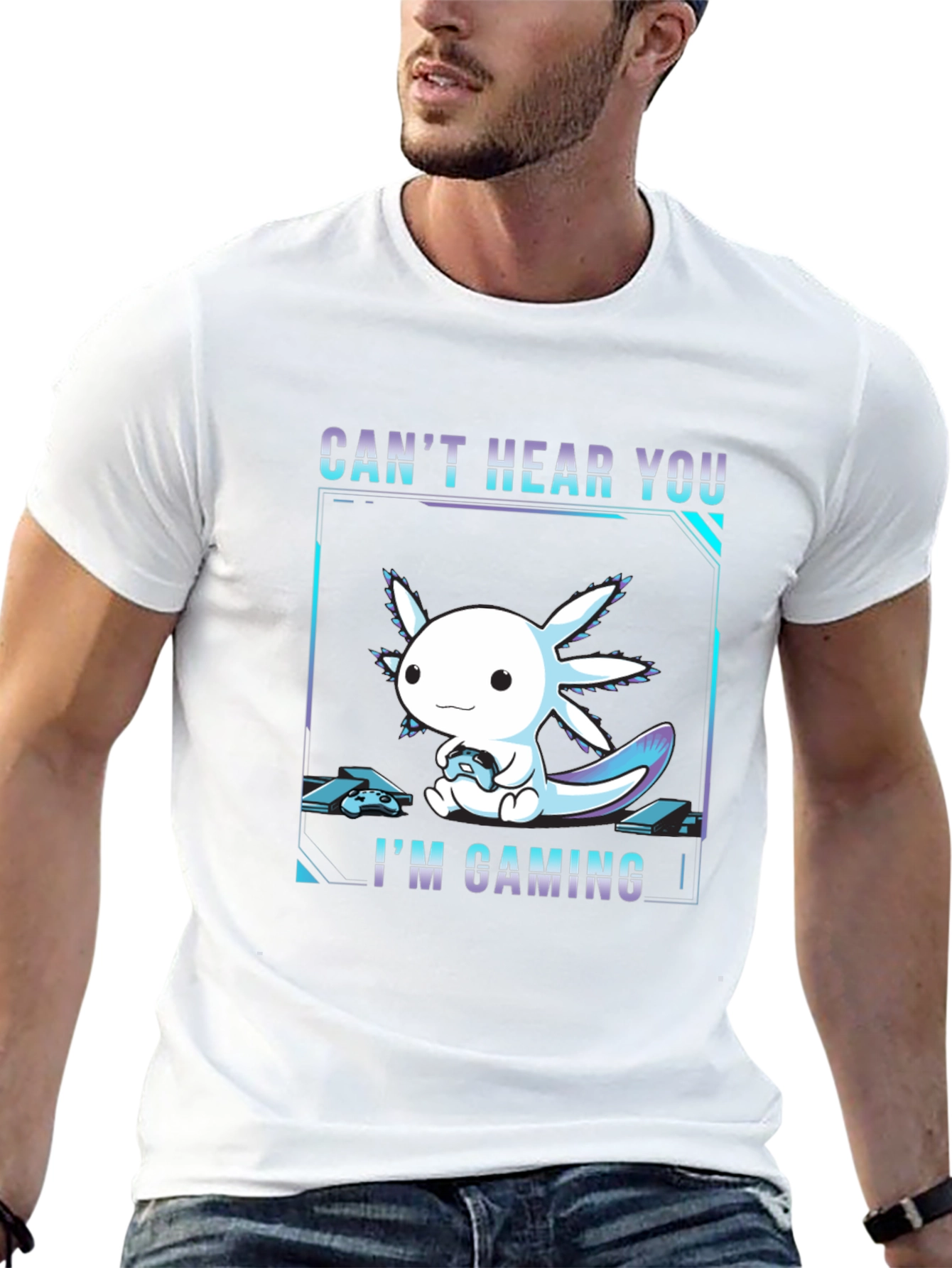 Cute Axolotl Gaming T-Shirt - Cant Hear You!