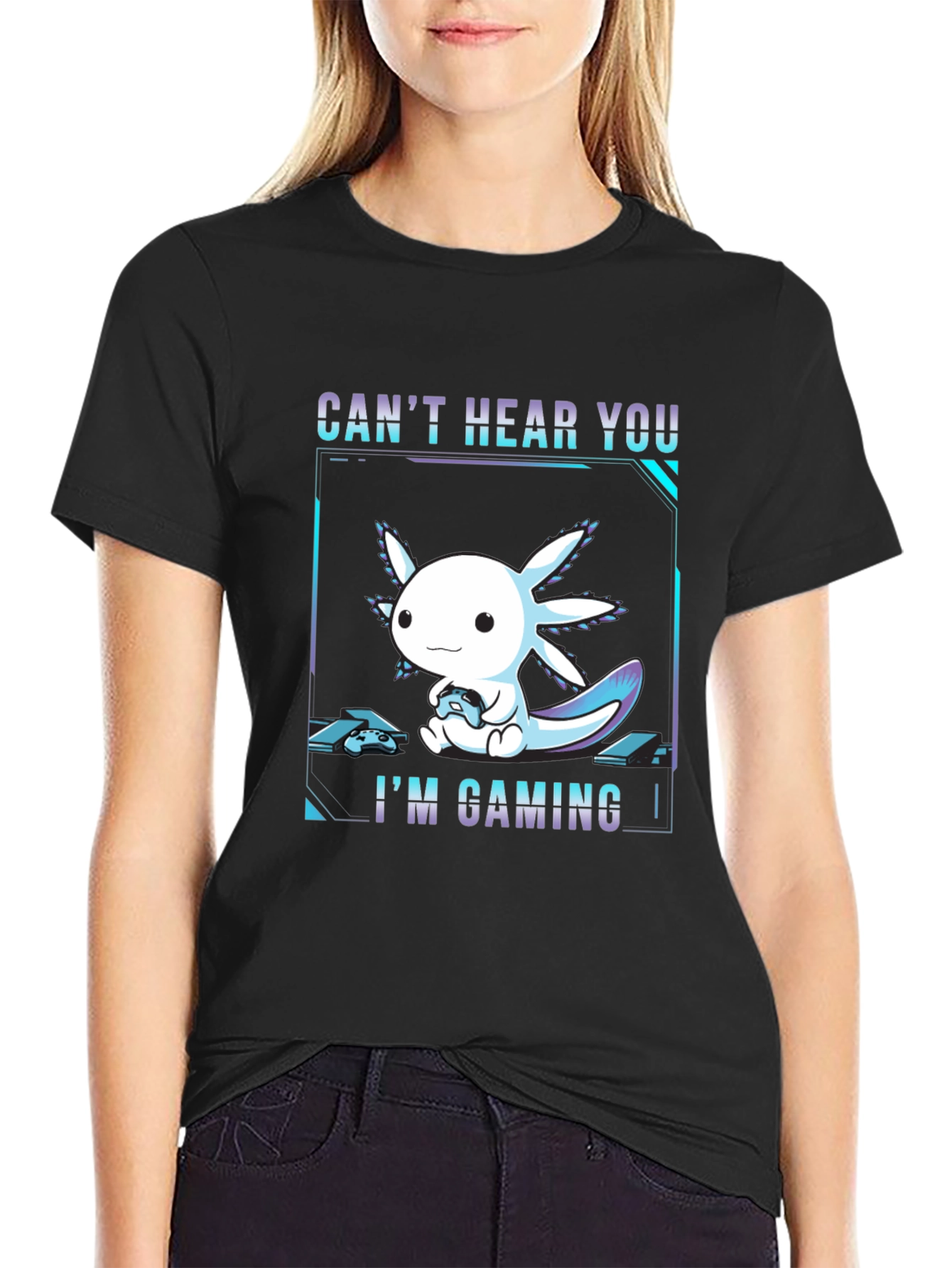 Cute Axolotl Gaming T-Shirt - Cant Hear You!