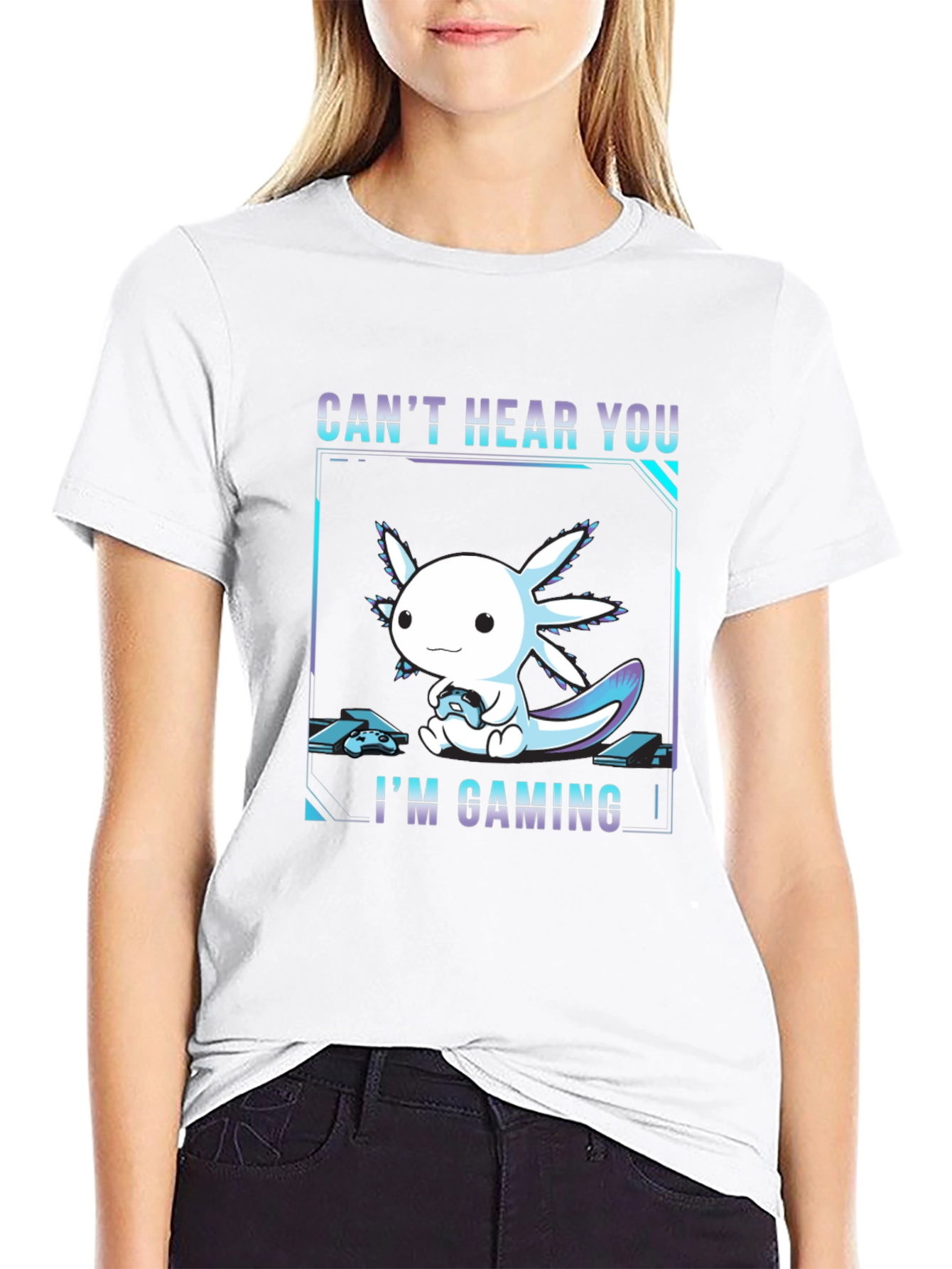 Cute Axolotl Gaming T-Shirt - Cant Hear You!