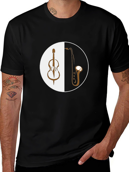 Music Yin Yang T-Shirt: Cello & Saxophone