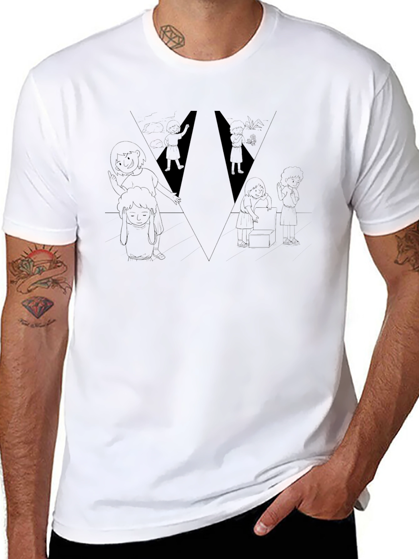 Abstract Graphic Print Black T-Shirt