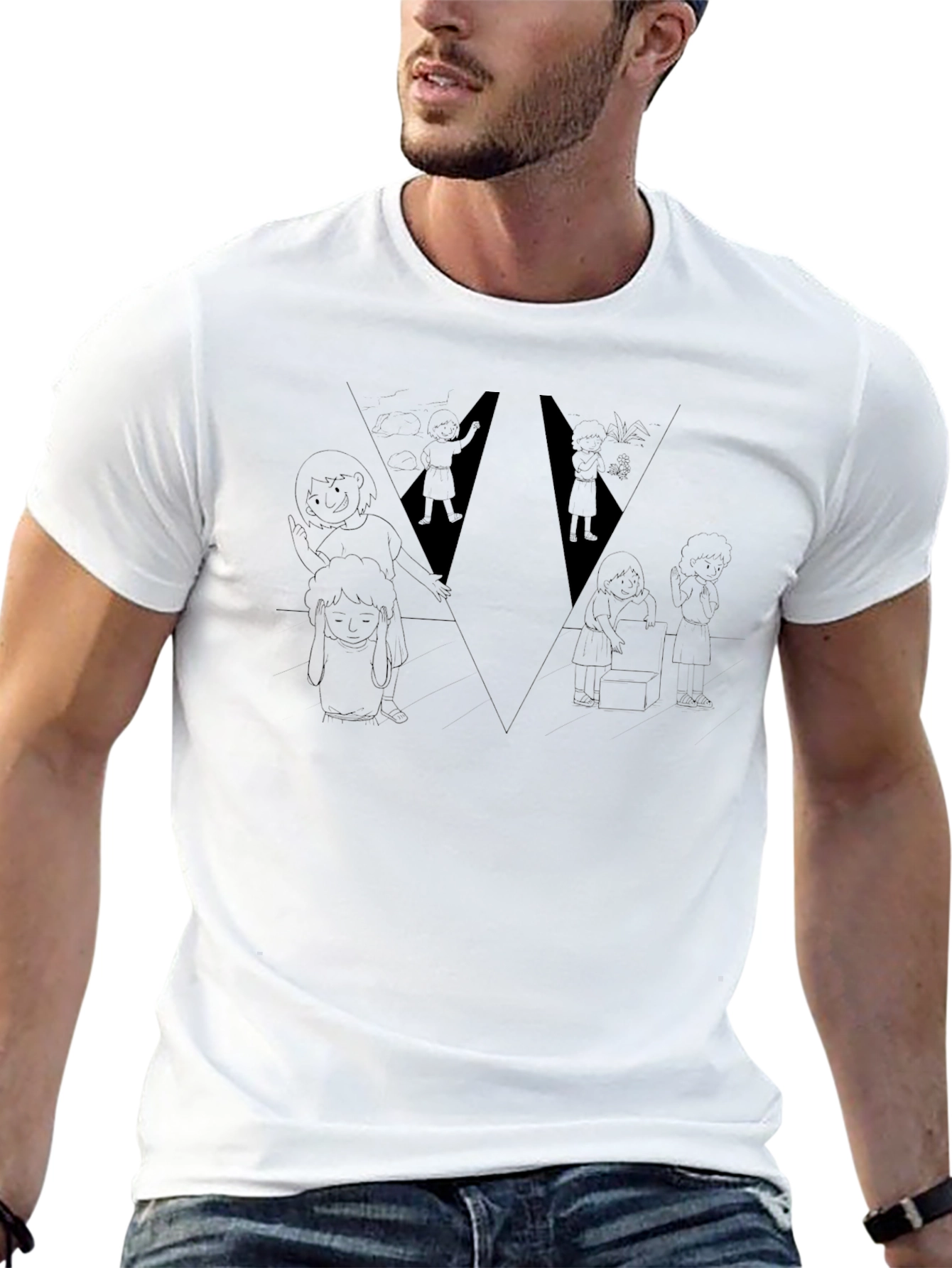 Abstract Graphic Print Black T-Shirt