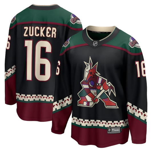Men's Arizona Coyotes Jason Zucker #16 Black Home Breakaway Jerseys