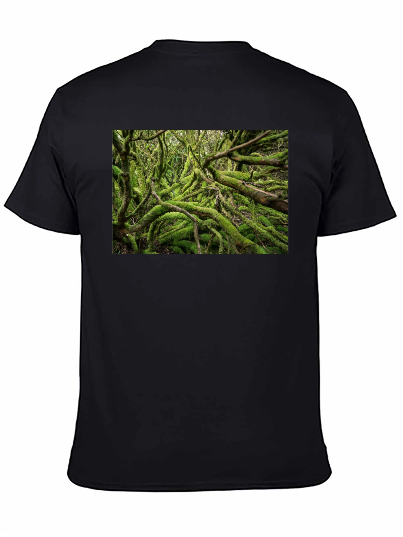 Mossy Forest Print Black T-Shirt