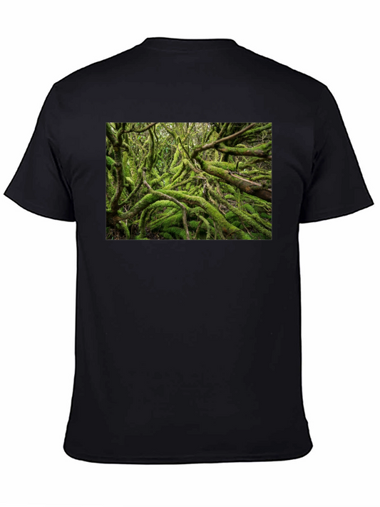 Mossy Forest Print Black T-Shirt