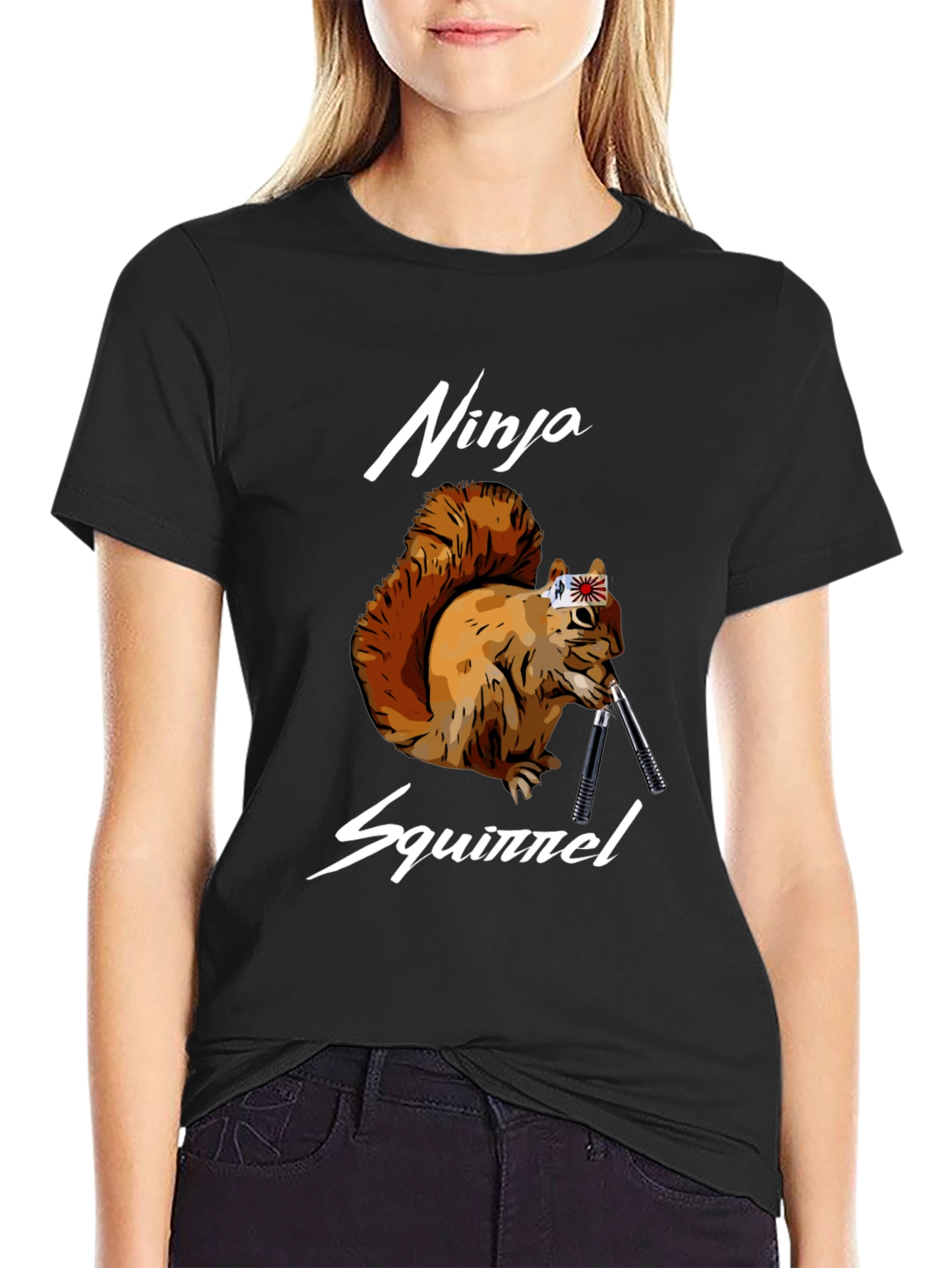 Ninja Squirrel Graphic T-Shirt - Black