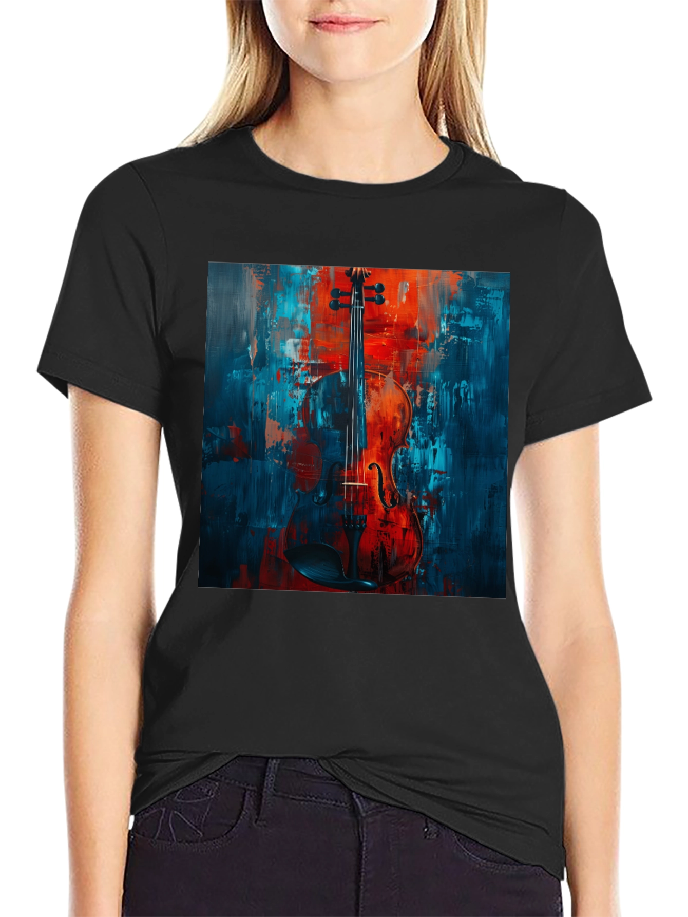 Violin Art Graphic Tee - Musical Instrument Shirt