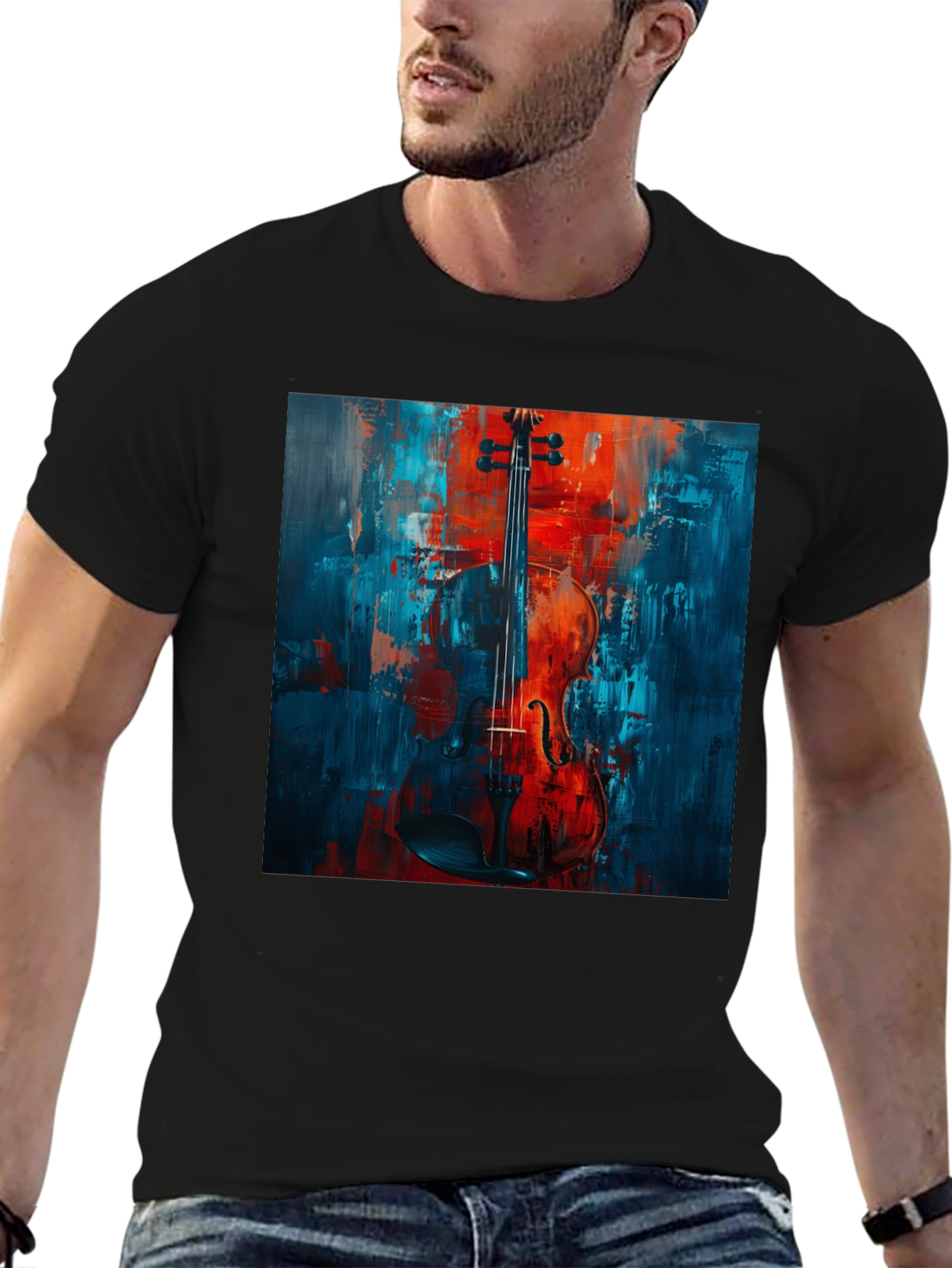 Violin Art Graphic Tee - Musical Instrument Shirt