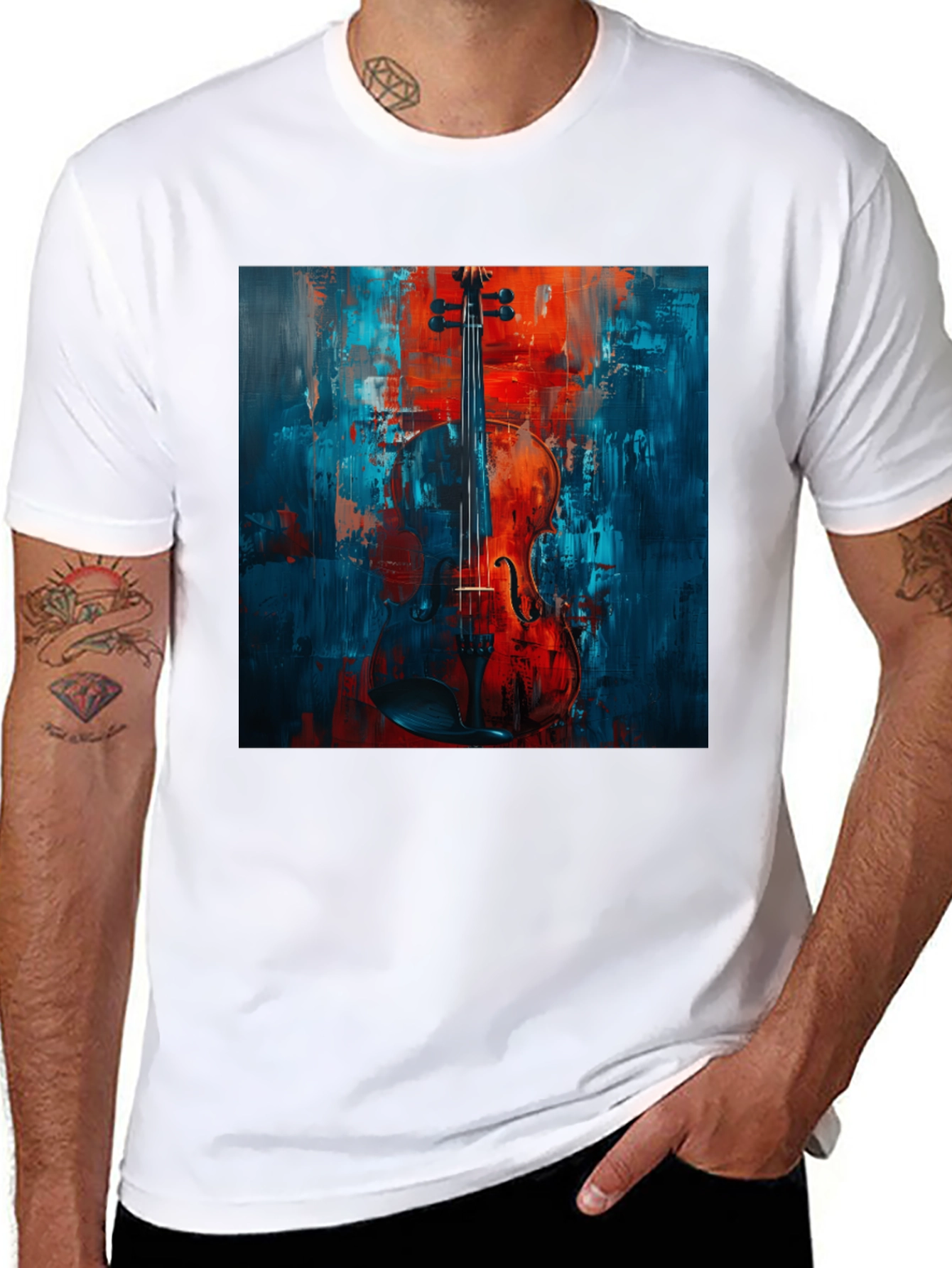 Violin Art Graphic Tee - Musical Instrument Shirt