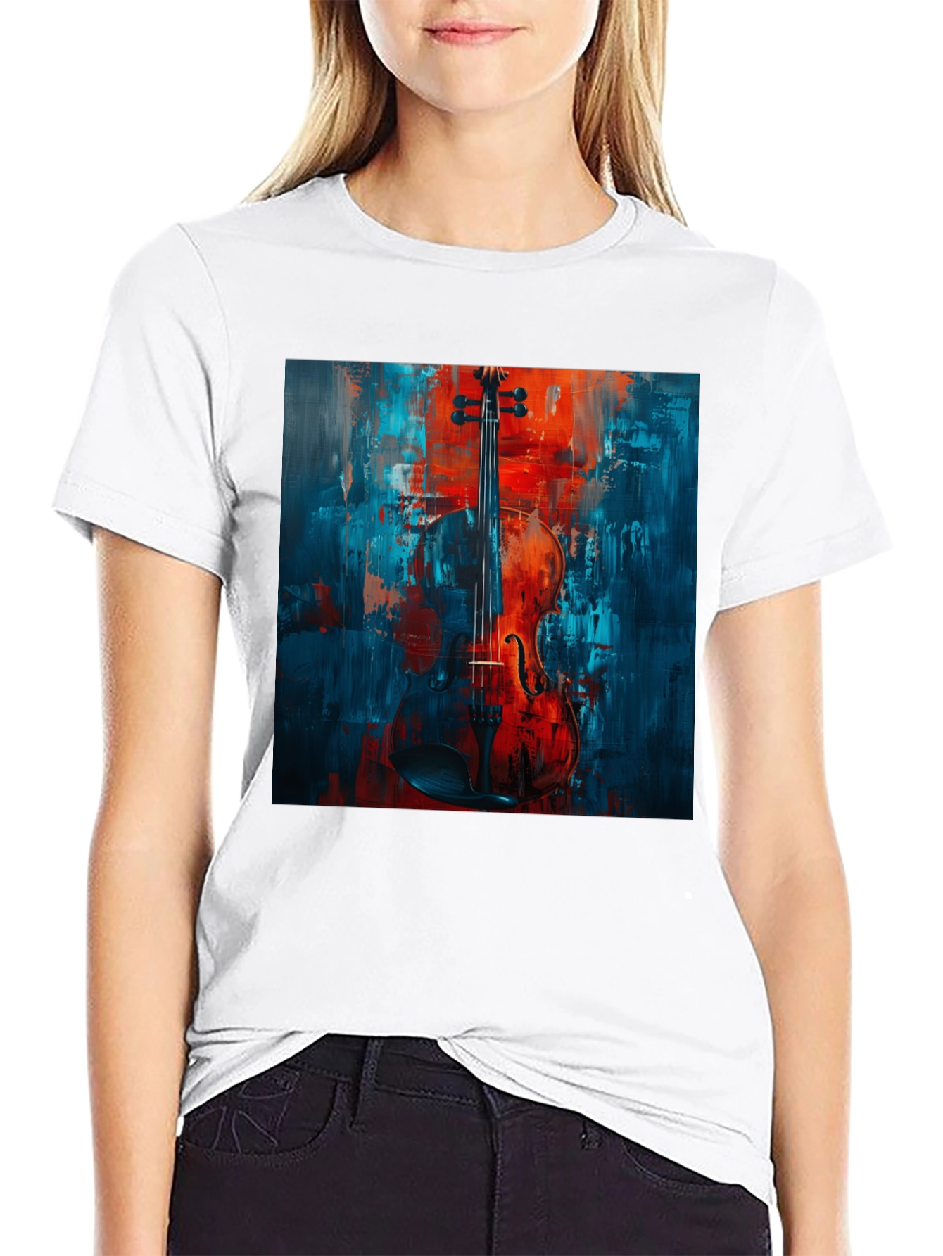 Violin Art Graphic Tee - Musical Instrument Shirt
