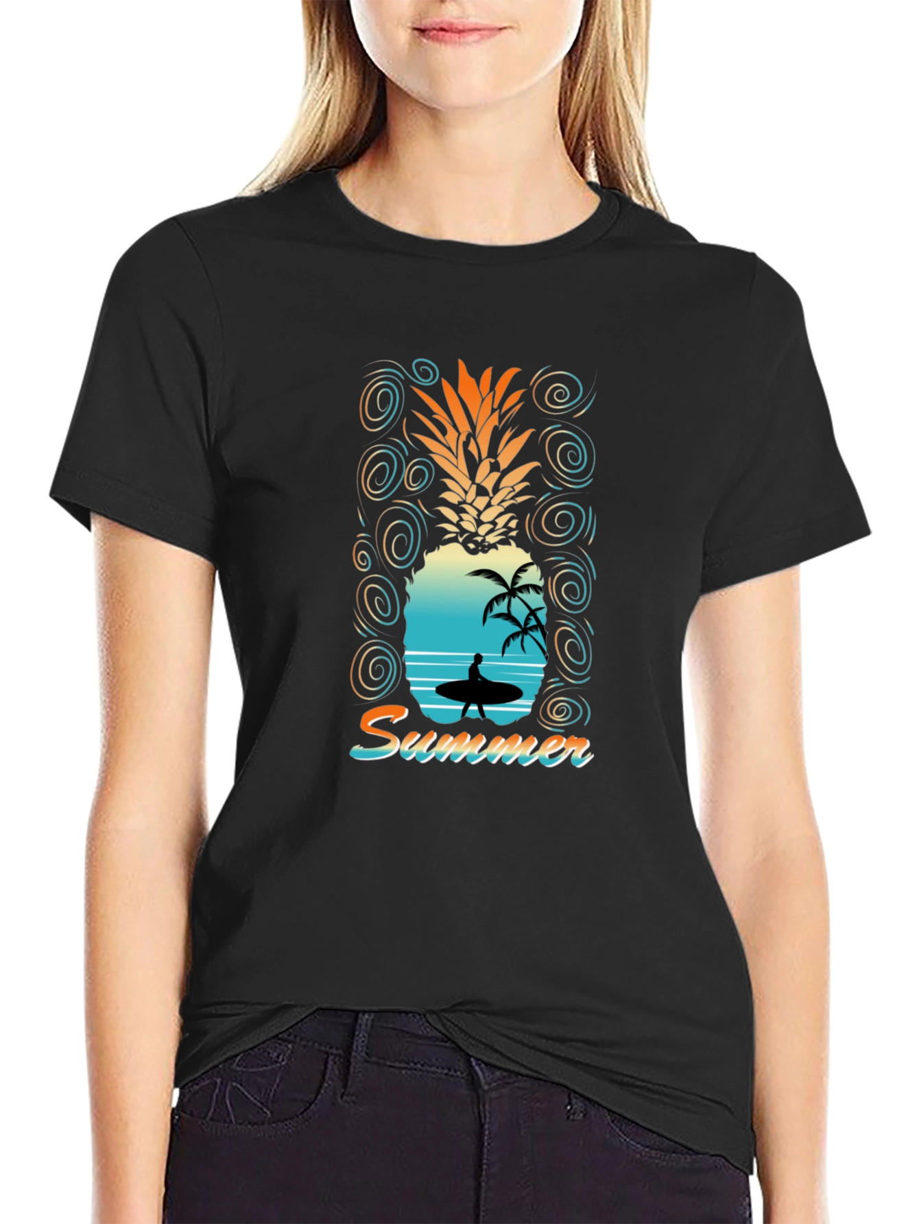 Summer Vibes Pineapple Graphic T-Shirt
