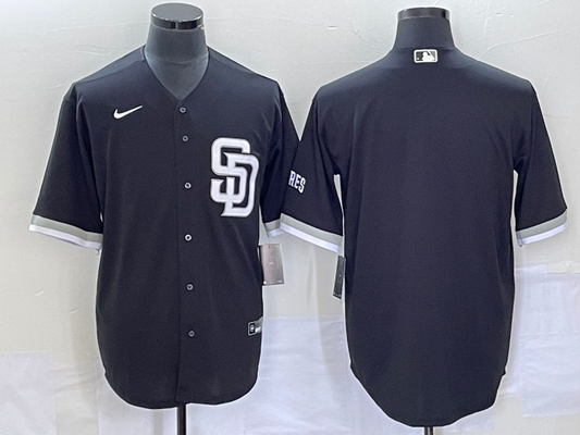 Men's San Diego Padres Black Replica Blank Jerseys