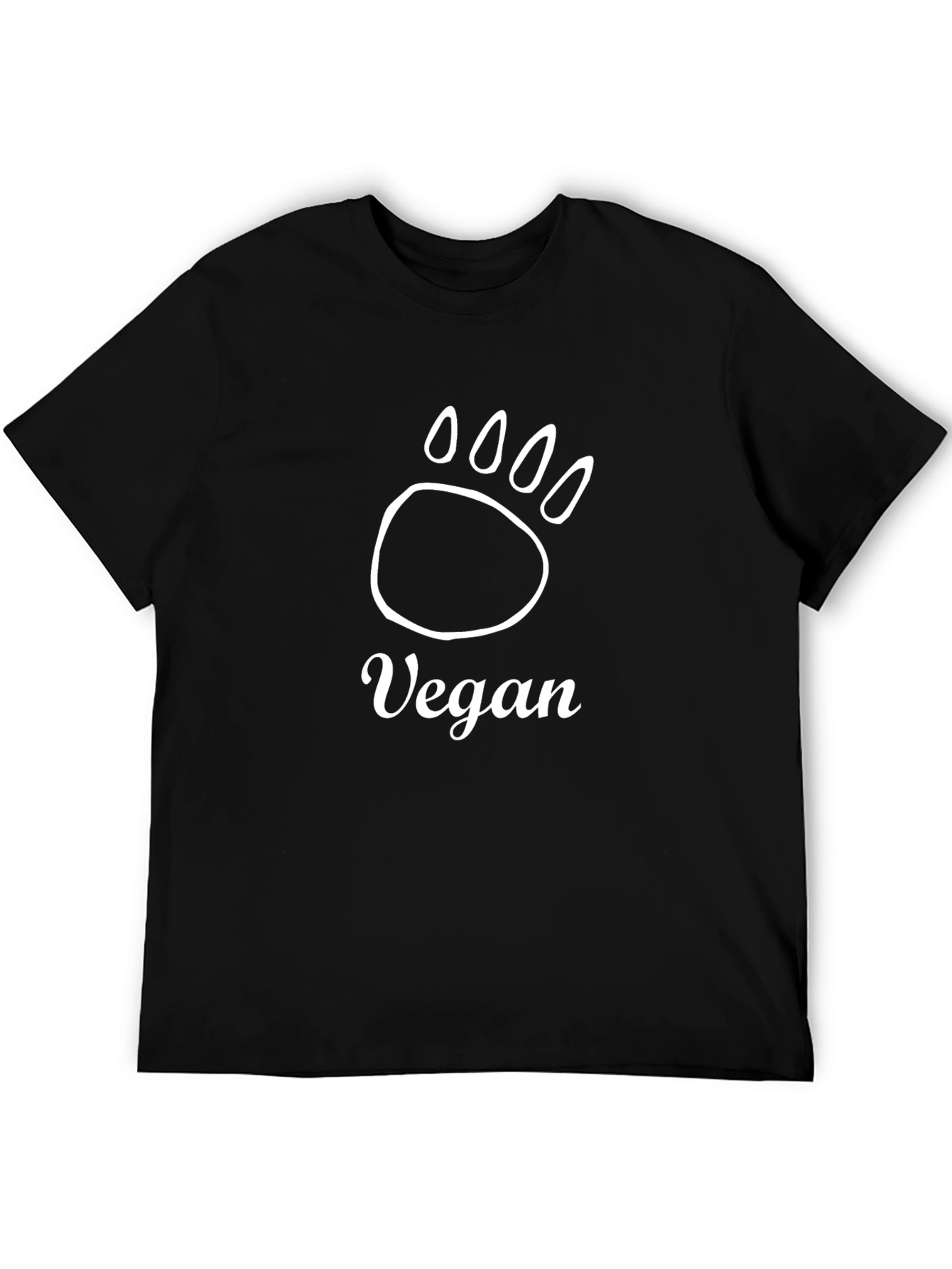 Vegan Bear Paw Print T-Shirt - Black