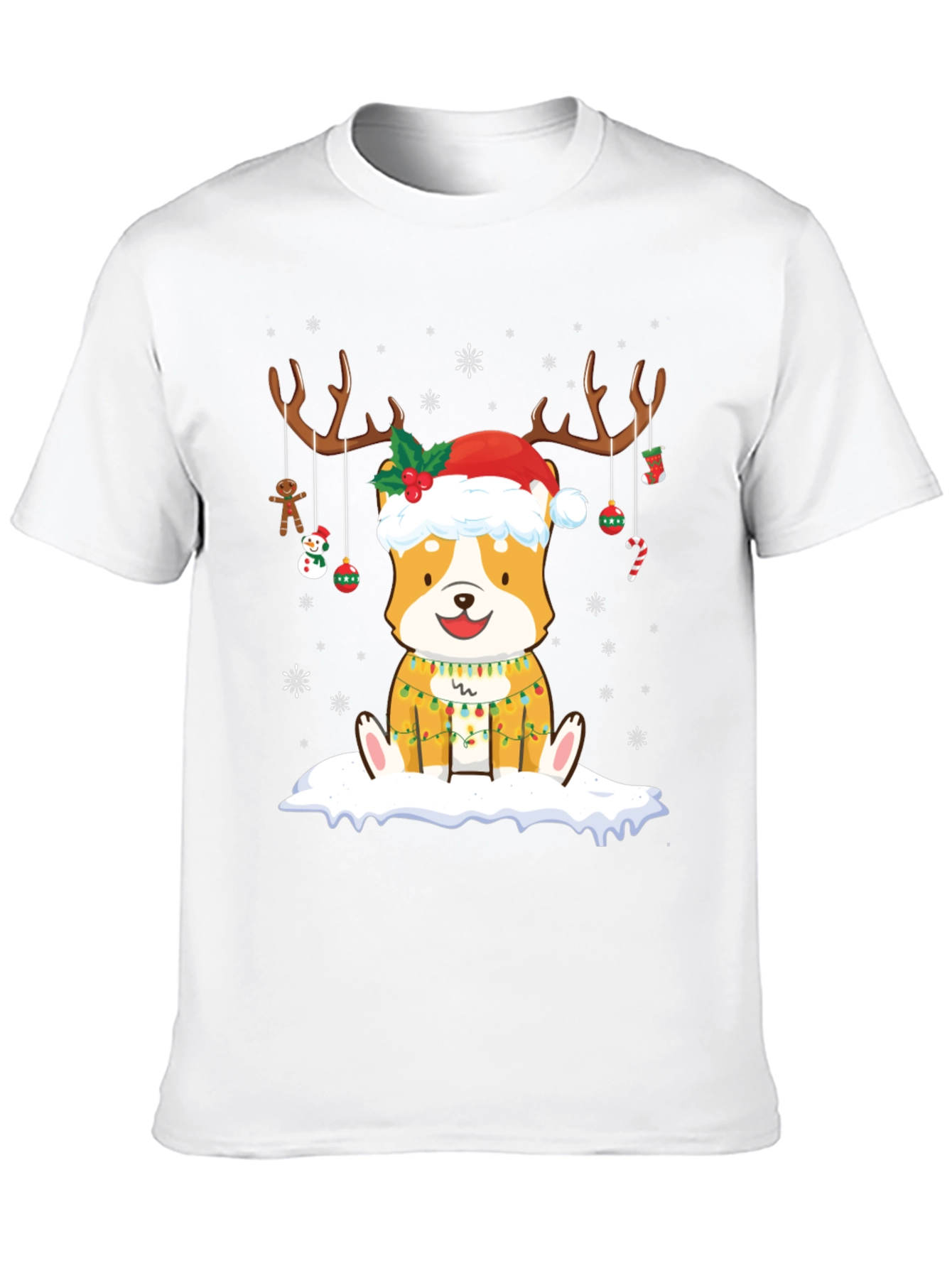Christmas Corgi Reindeer T-Shirt