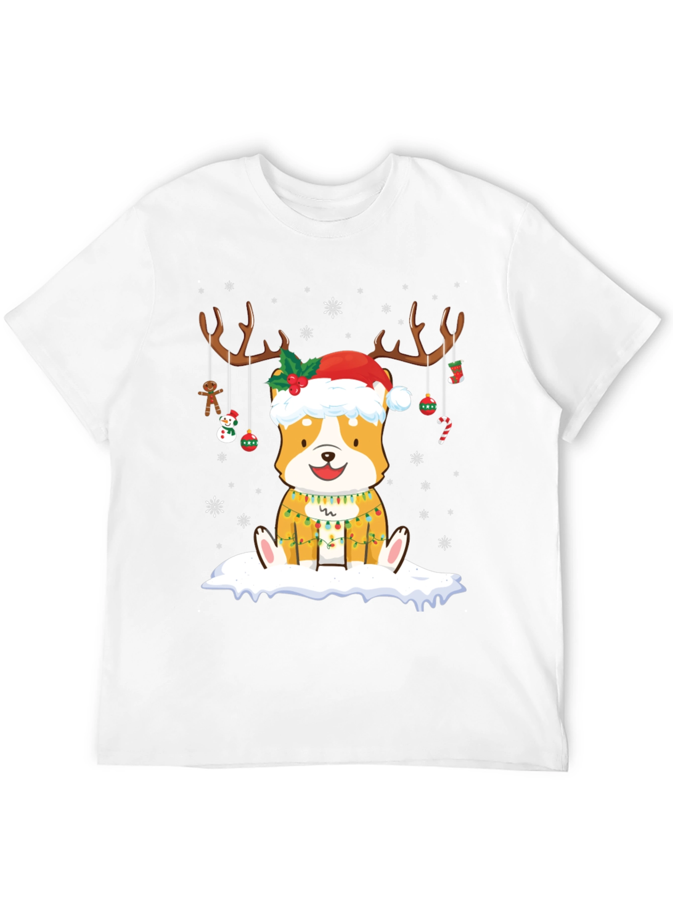 Christmas Corgi Reindeer T-Shirt