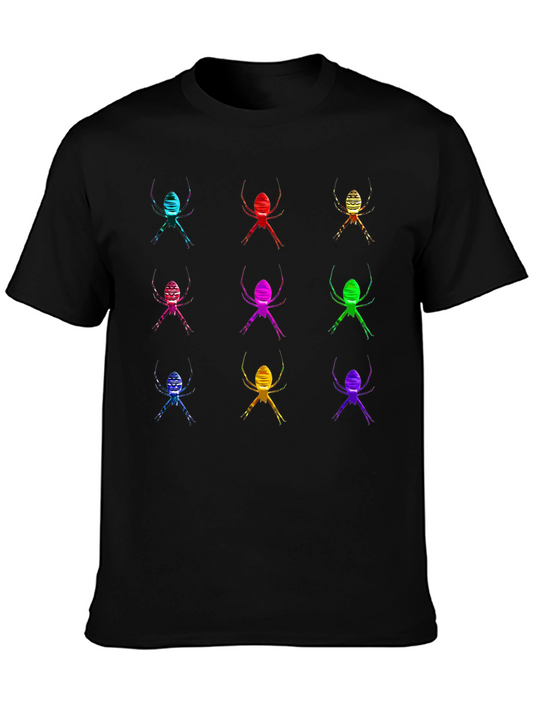 Spider Print Black Cotton T-Shirt - Modern Graphic Tee