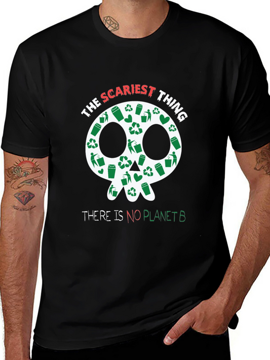 Eco-Conscious Skull Graphic Tee - There is NO Planet B