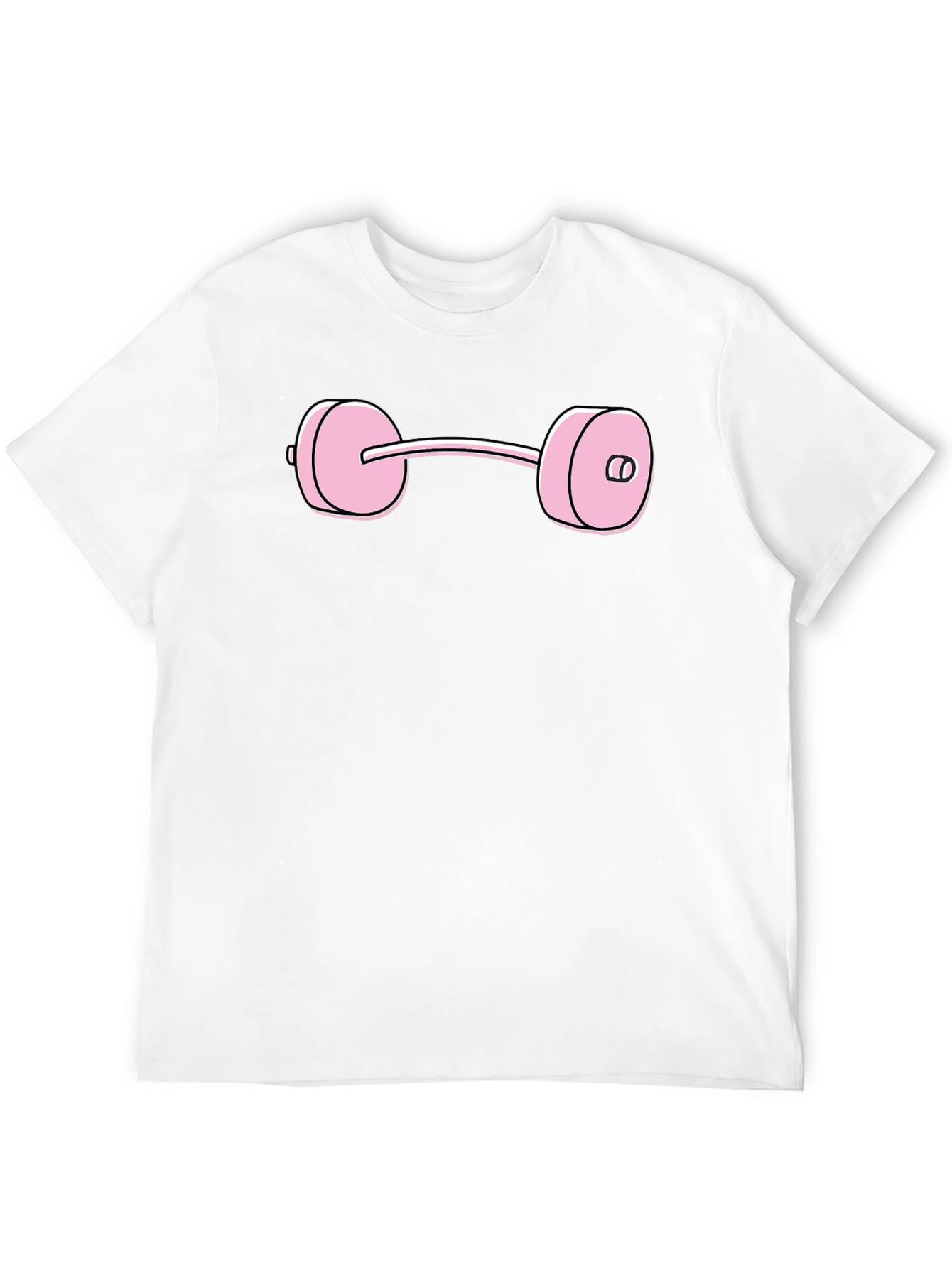 Pink Dumbbell Graphic Tee - Black Cotton T-Shirt