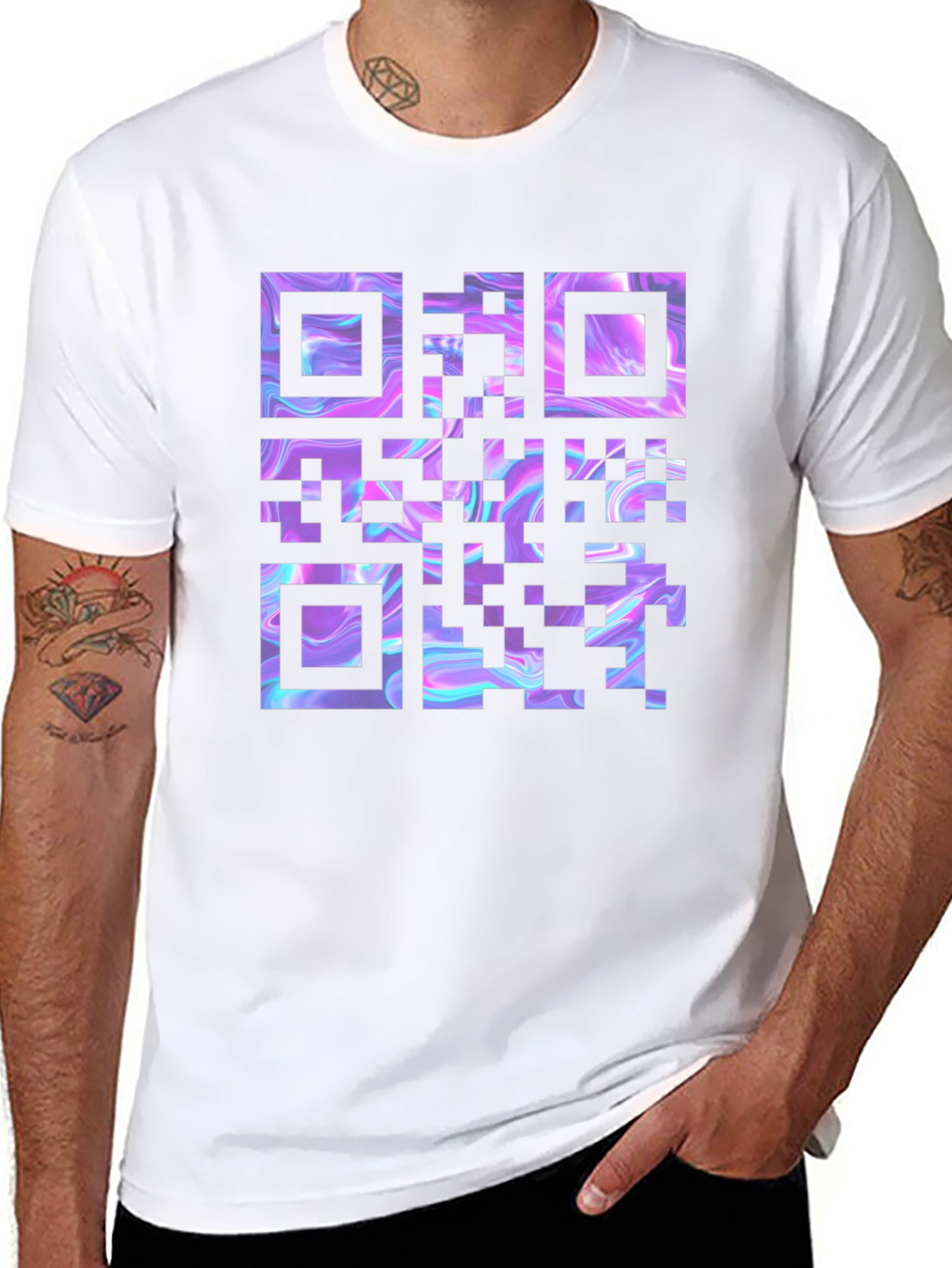 Holographic QR Code Black T-Shirt